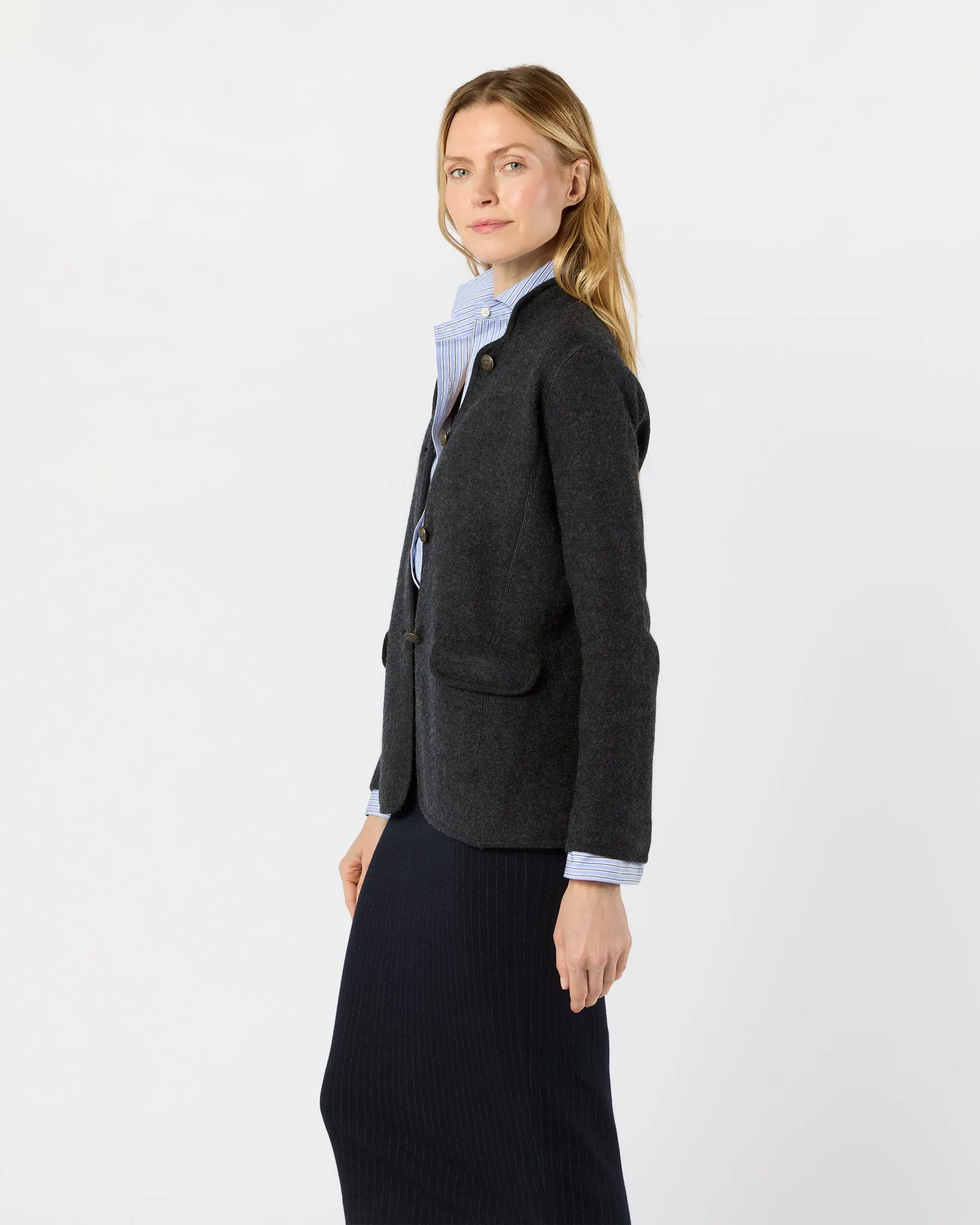 Tyrolean Jacket in Heather Charcoal Boiled Wool sold by Mashburn product image thumbnail 5