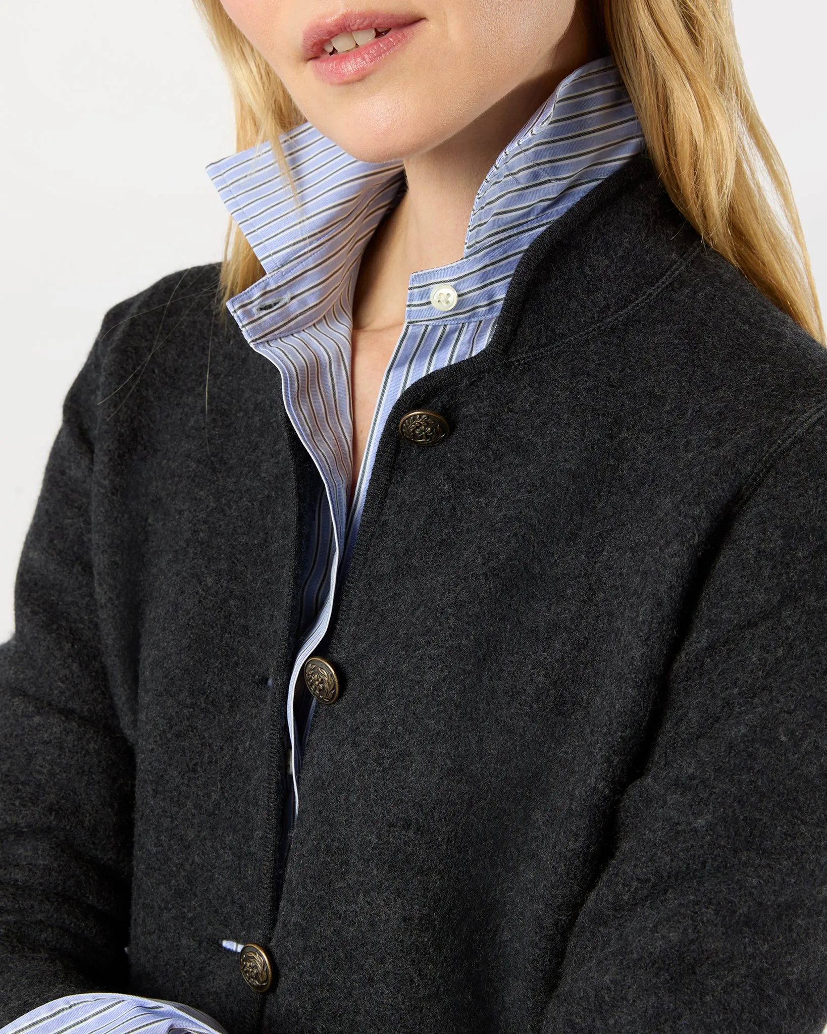 Tyrolean Jacket in Heather Charcoal Boiled Wool sold by Mashburn product image thumbnail 2