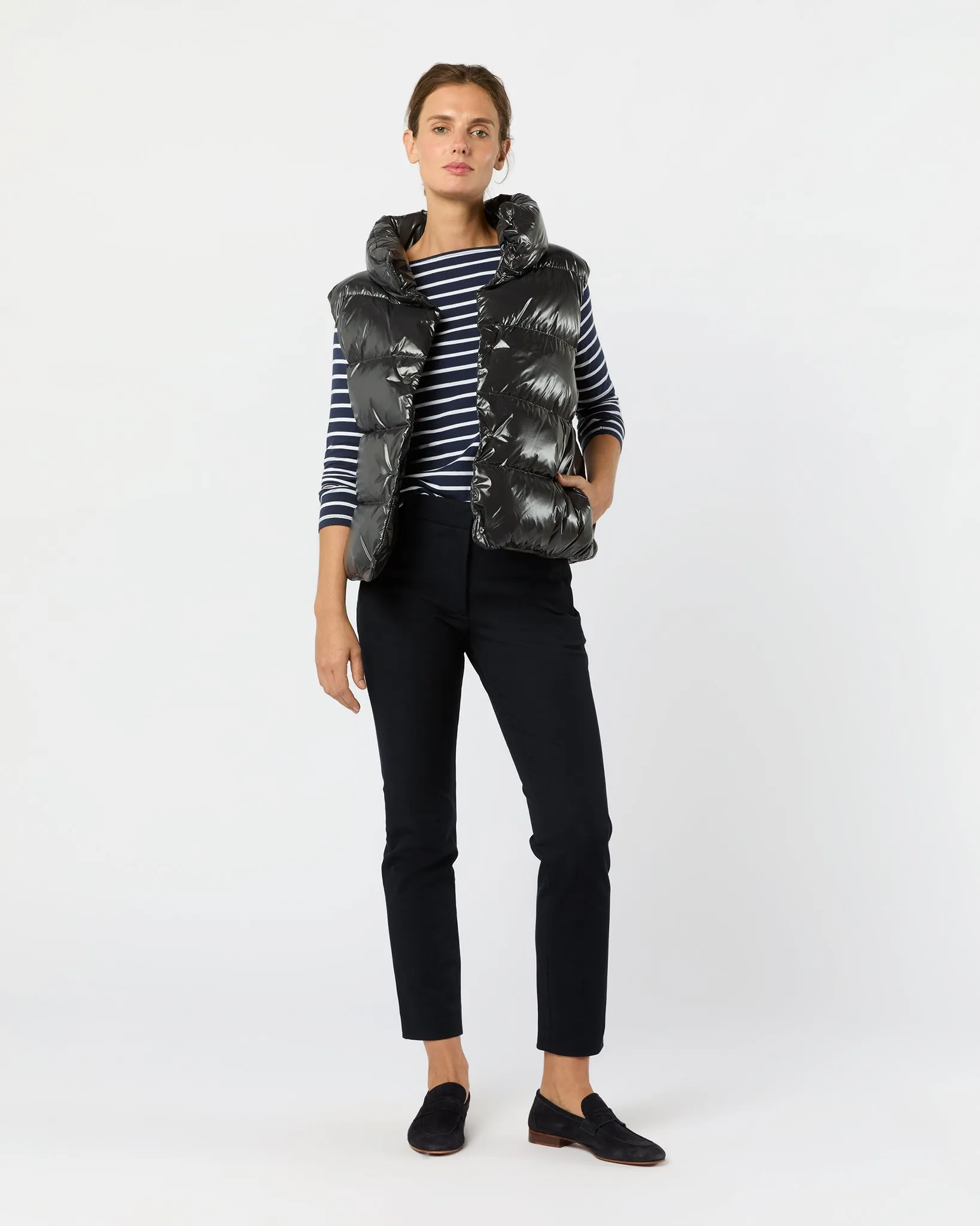 Gloss Snap Front Vest in Charcoal sold by Mashburn product image thumbnail 3