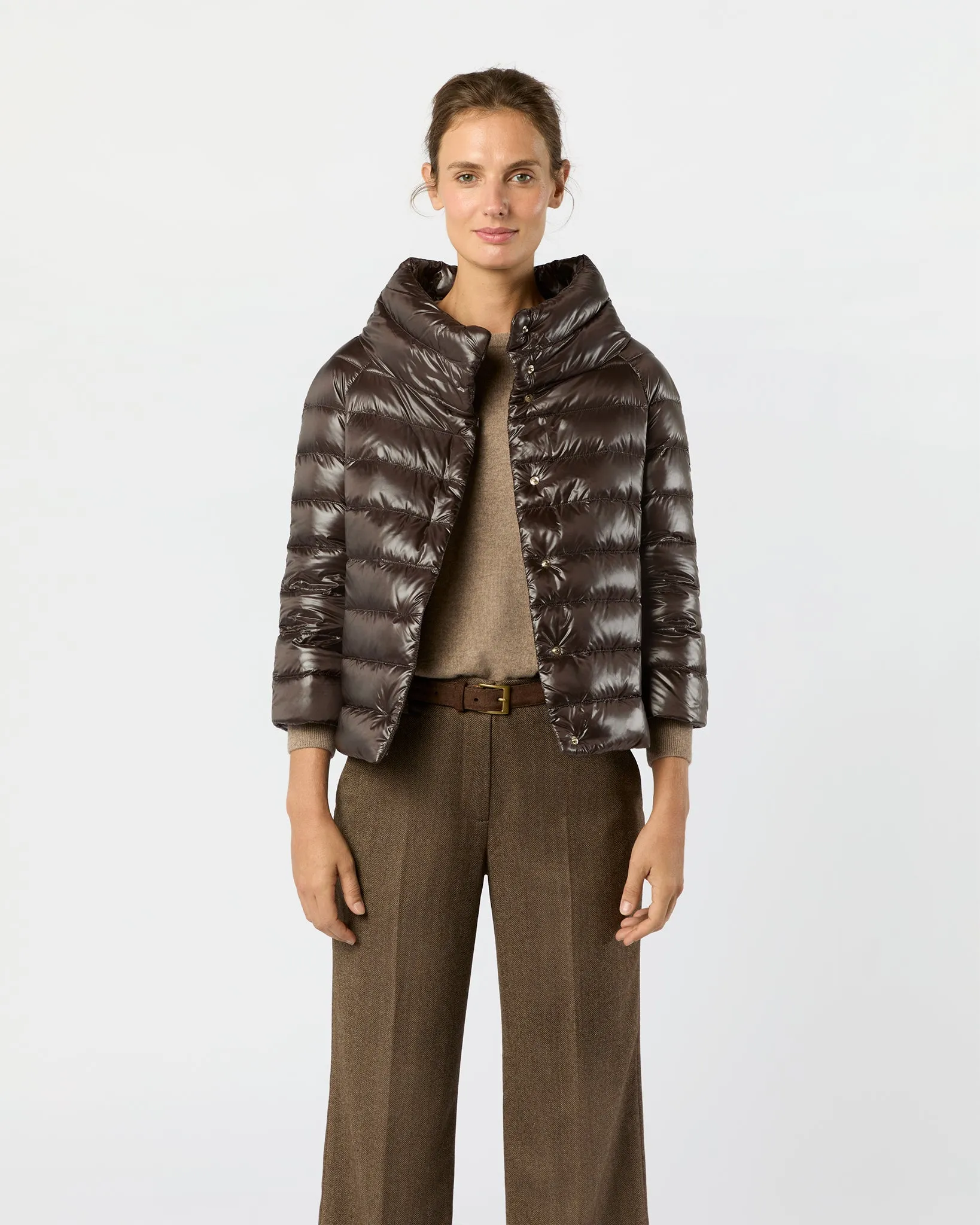 Sofia 3/4 Sleeve Bolero Jacket in Dark Brown sold by Mashburn