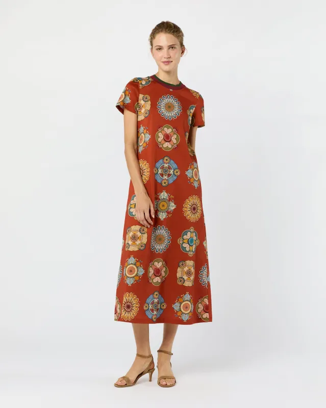 Sporty Swing Dress in Rust Nucleus Cotton Jersey sold by Mashburn