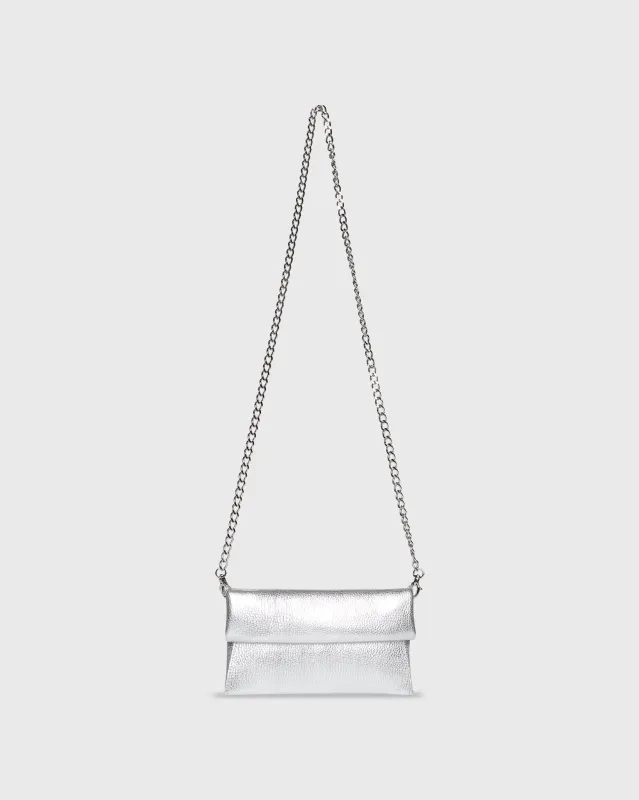 Paige Clutch in Silver Leather sold by Mashburn