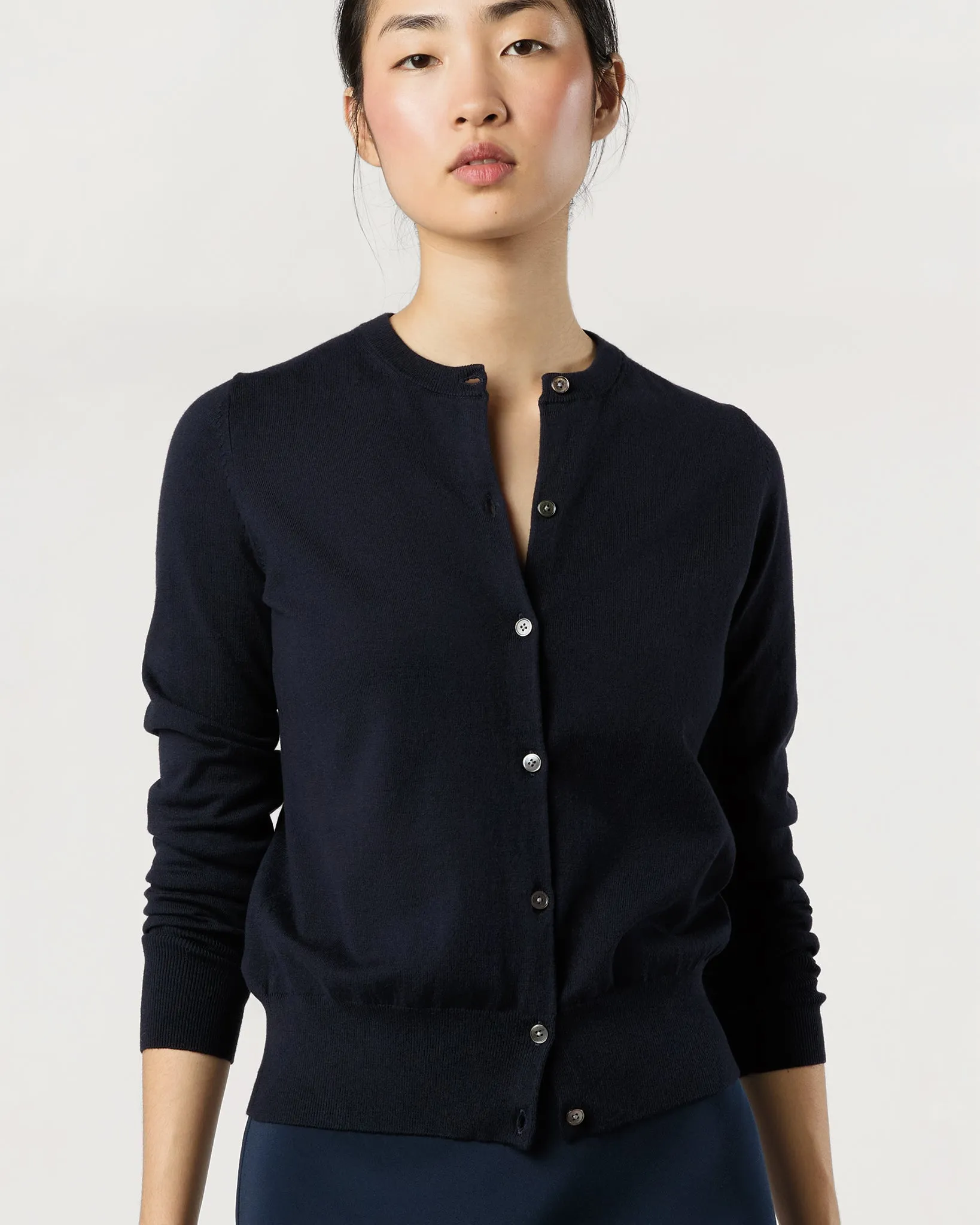 Rosie Cardigan in Deep Navy Cotton/Silk Yarn sold by Mashburn product image thumbnail 5