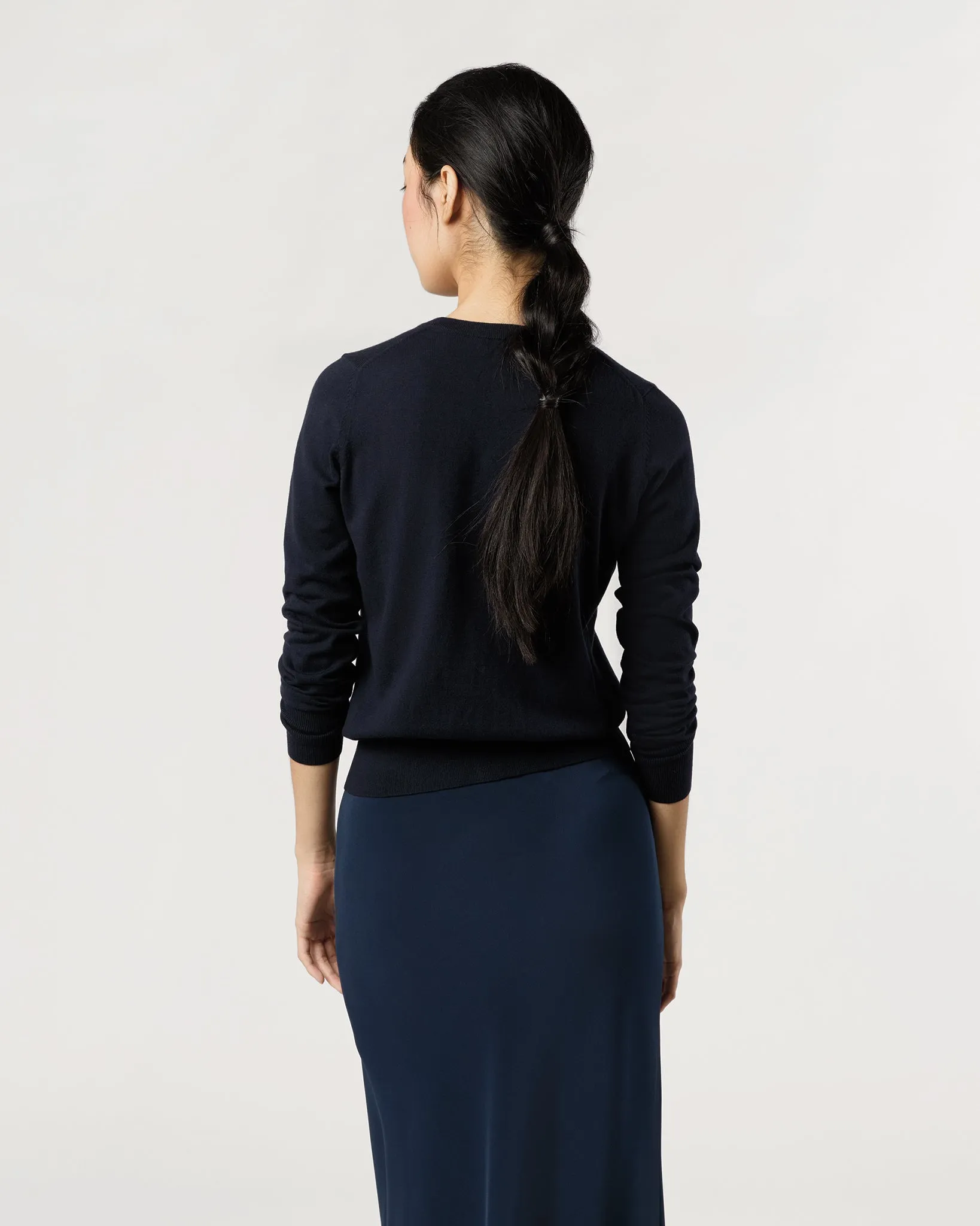 Rosie Cardigan in Deep Navy Cotton/Silk Yarn sold by Mashburn product image thumbnail 3