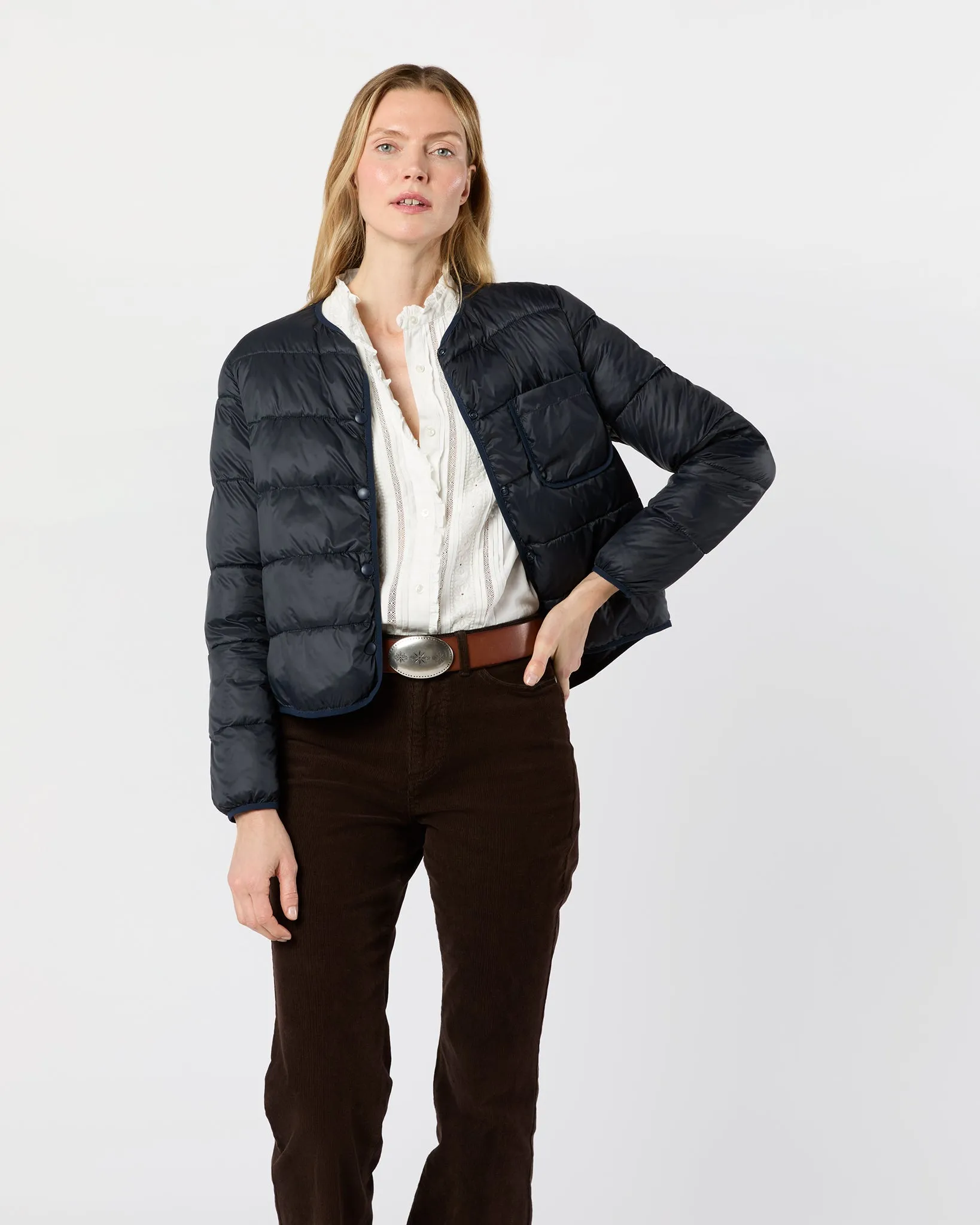 Minnie Cashball Puffer Jacket in Navy Nylon sold by Mashburn product image thumbnail 4