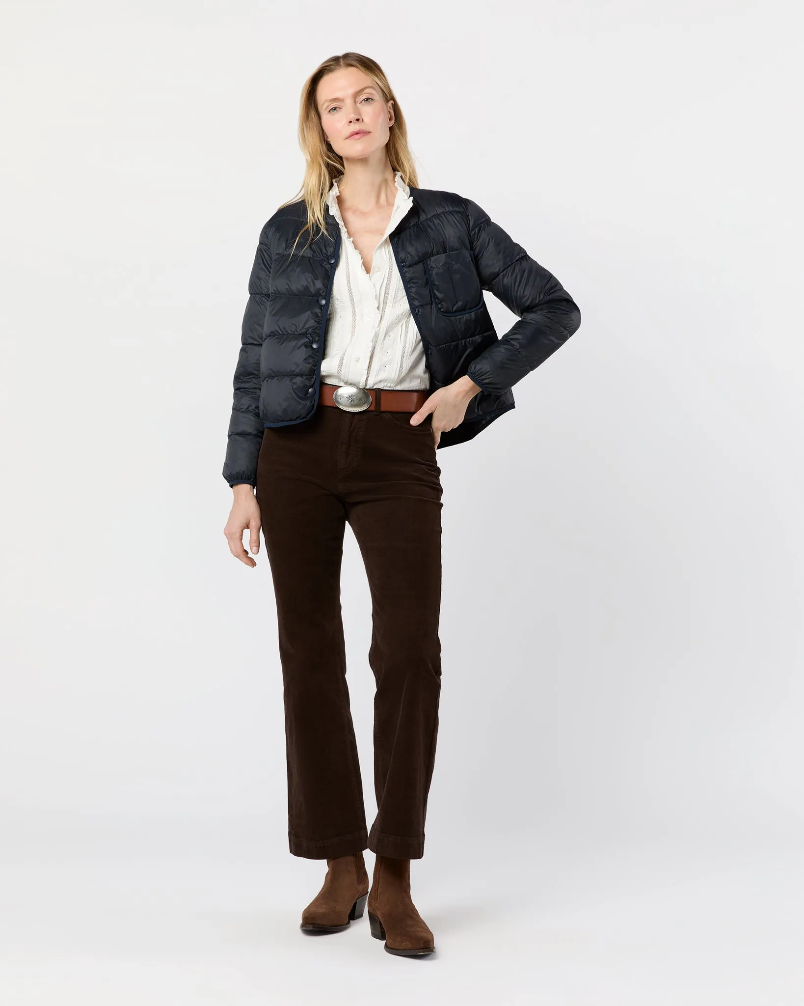Minnie Cashball Puffer Jacket in Navy Nylon sold by Mashburn product image thumbnail 2
