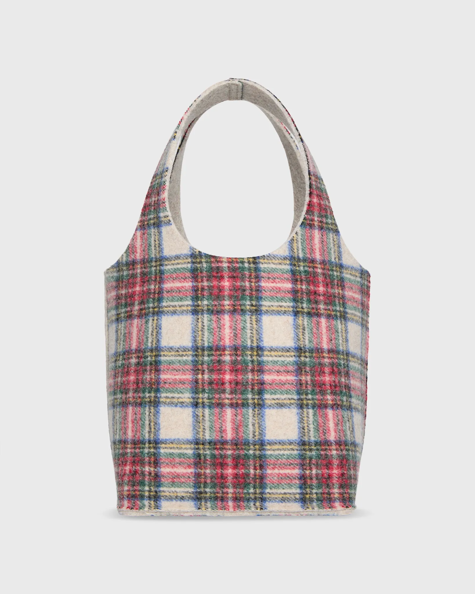 Paola Bucket Bag in White/Red Tartan Wool sold by Mashburn product image thumbnail 3