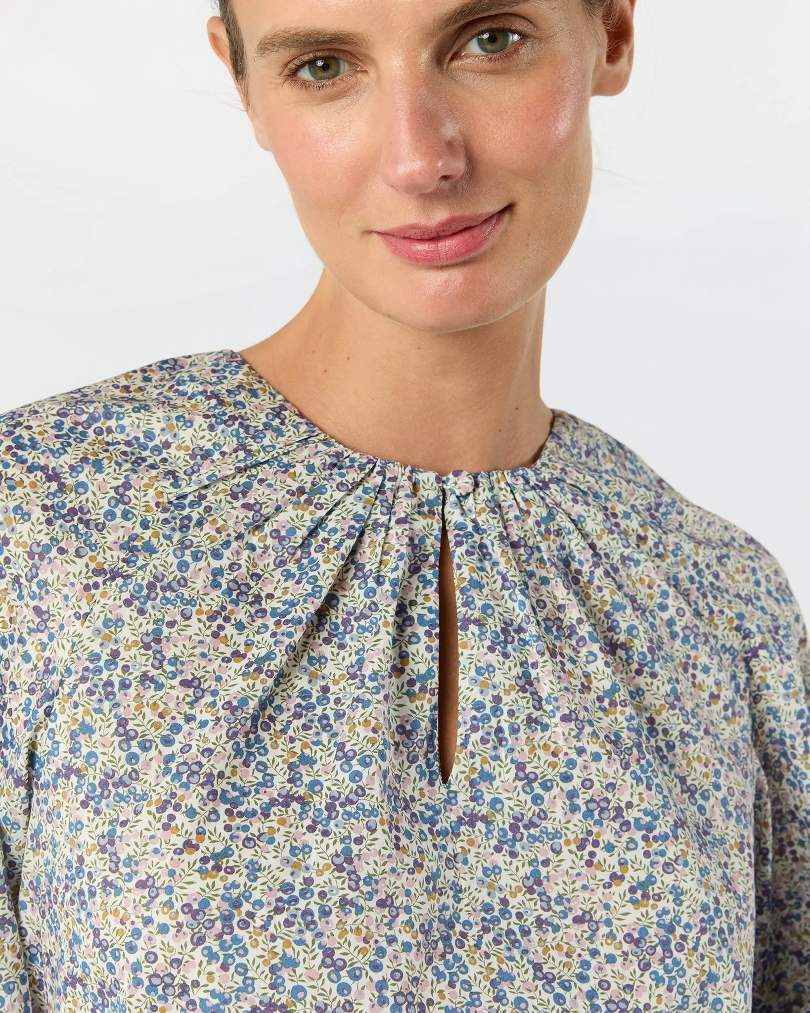 Savannah Top in Eggplant/Multi Wiltshire Bud Liberty Fabric sold by Mashburn product image thumbnail 2