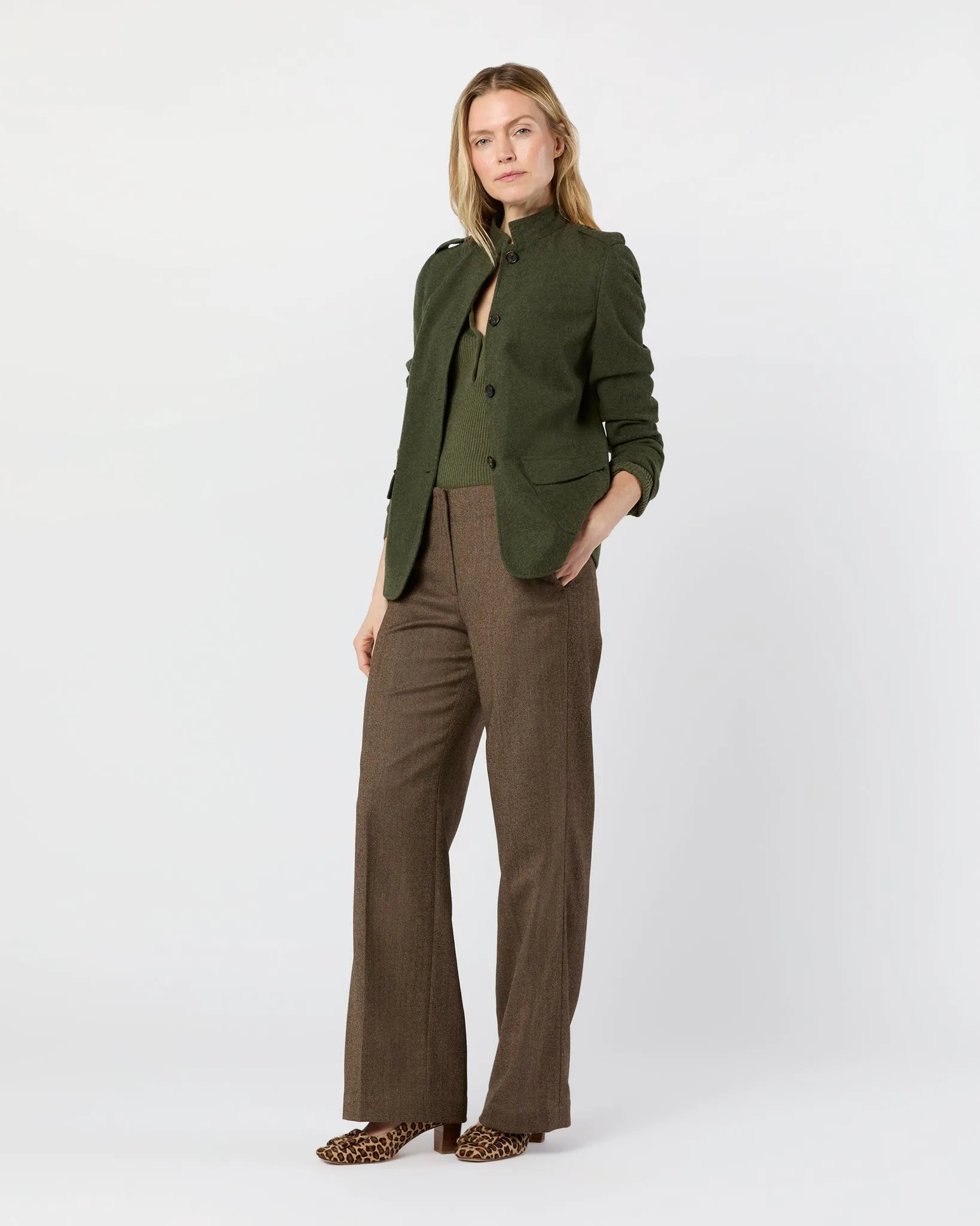 Marguerite Jacket in Heather Olive Loden Wool sold by Mashburn product image thumbnail 3