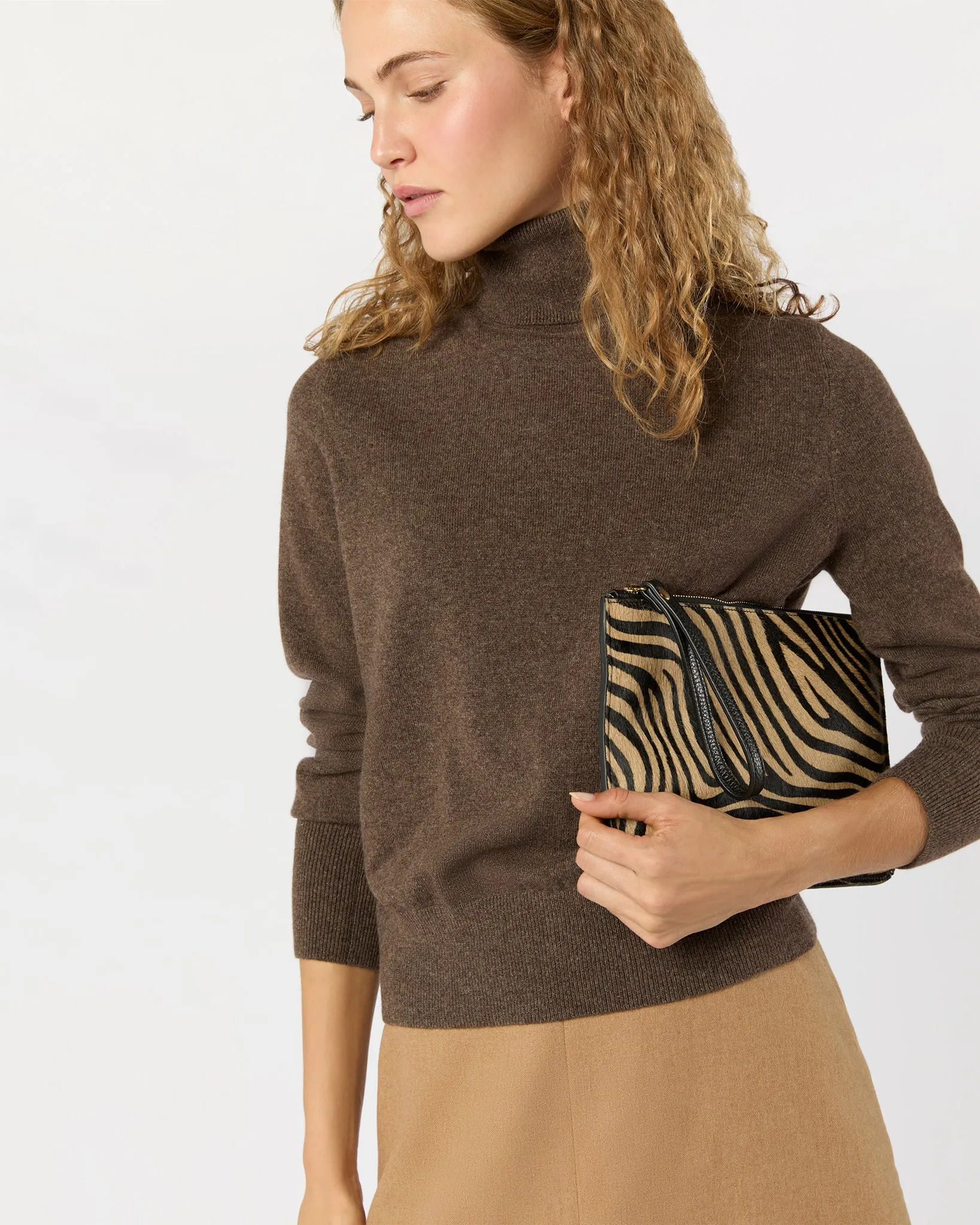 Zip Pouch in Beige/Black Zebra Calf Hair sold by Mashburn product image thumbnail 3
