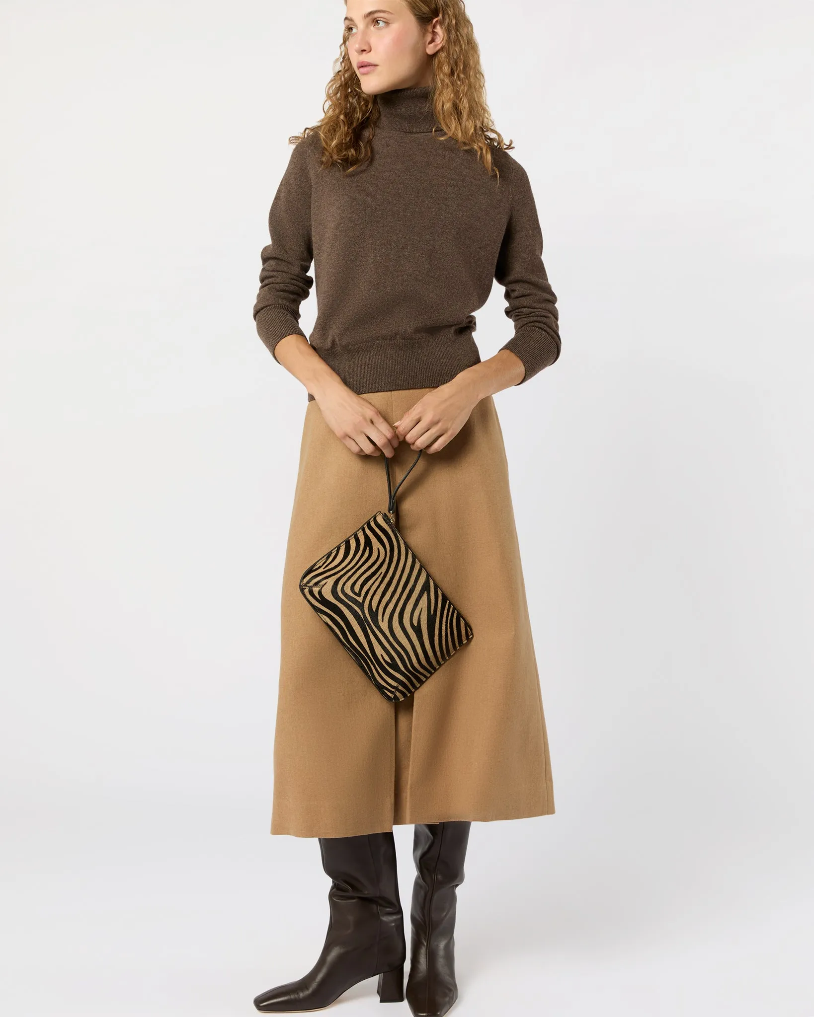 Zip Pouch in Beige/Black Zebra Calf Hair sold by Mashburn product image thumbnail 2