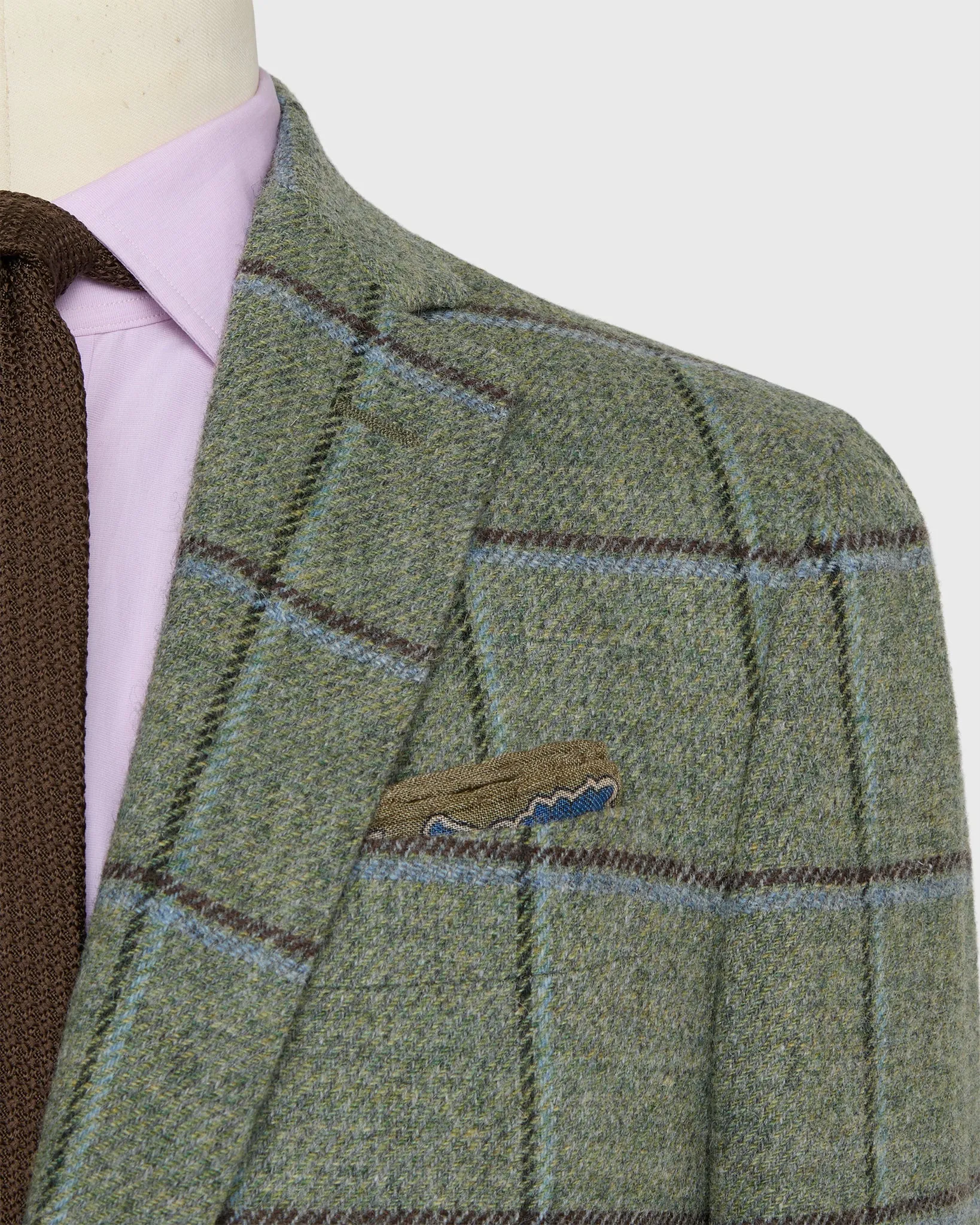 Virgil No. 2 Jacket in Lovat/Sky/Brown Windowpane Tweed sold by Mashburn product image thumbnail 2