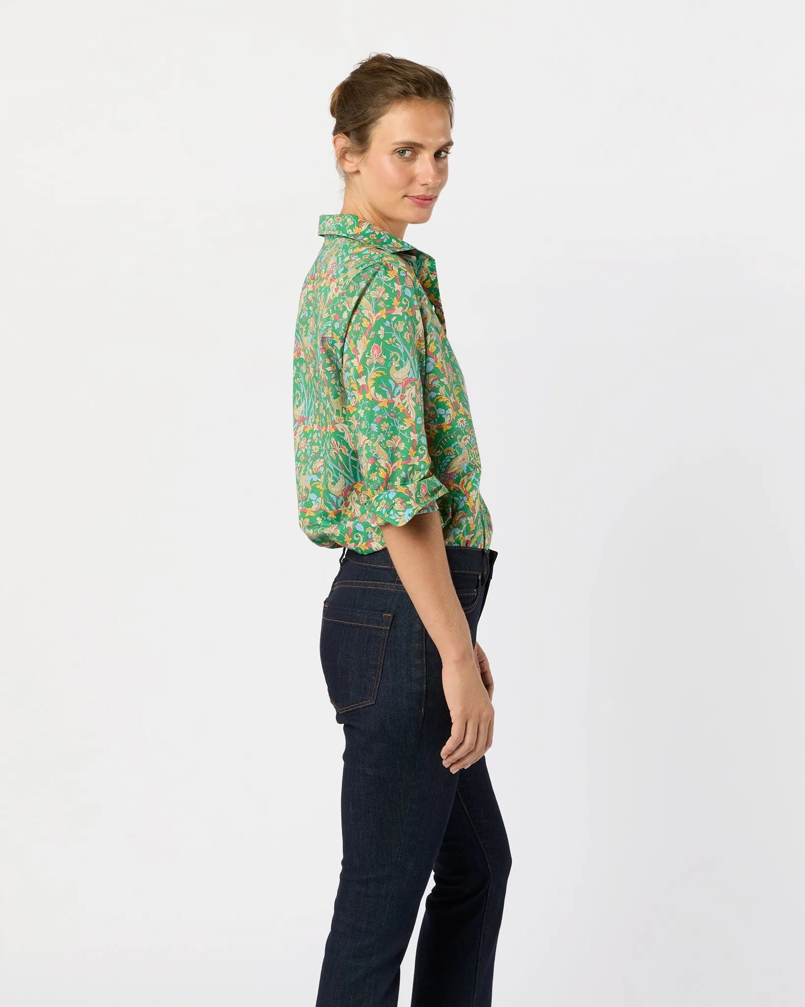 Tomboy Popover Shirt in Avocado/Multi Joan Liberty Fabric sold by Mashburn product image thumbnail 4