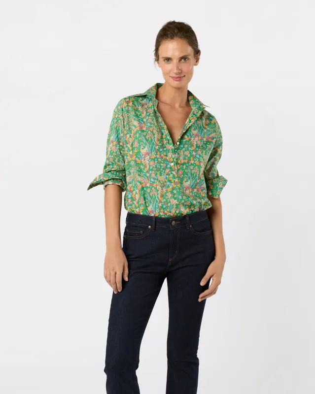 Tomboy Popover Shirt in Avocado/Multi Joan Liberty Fabric sold by Mashburn