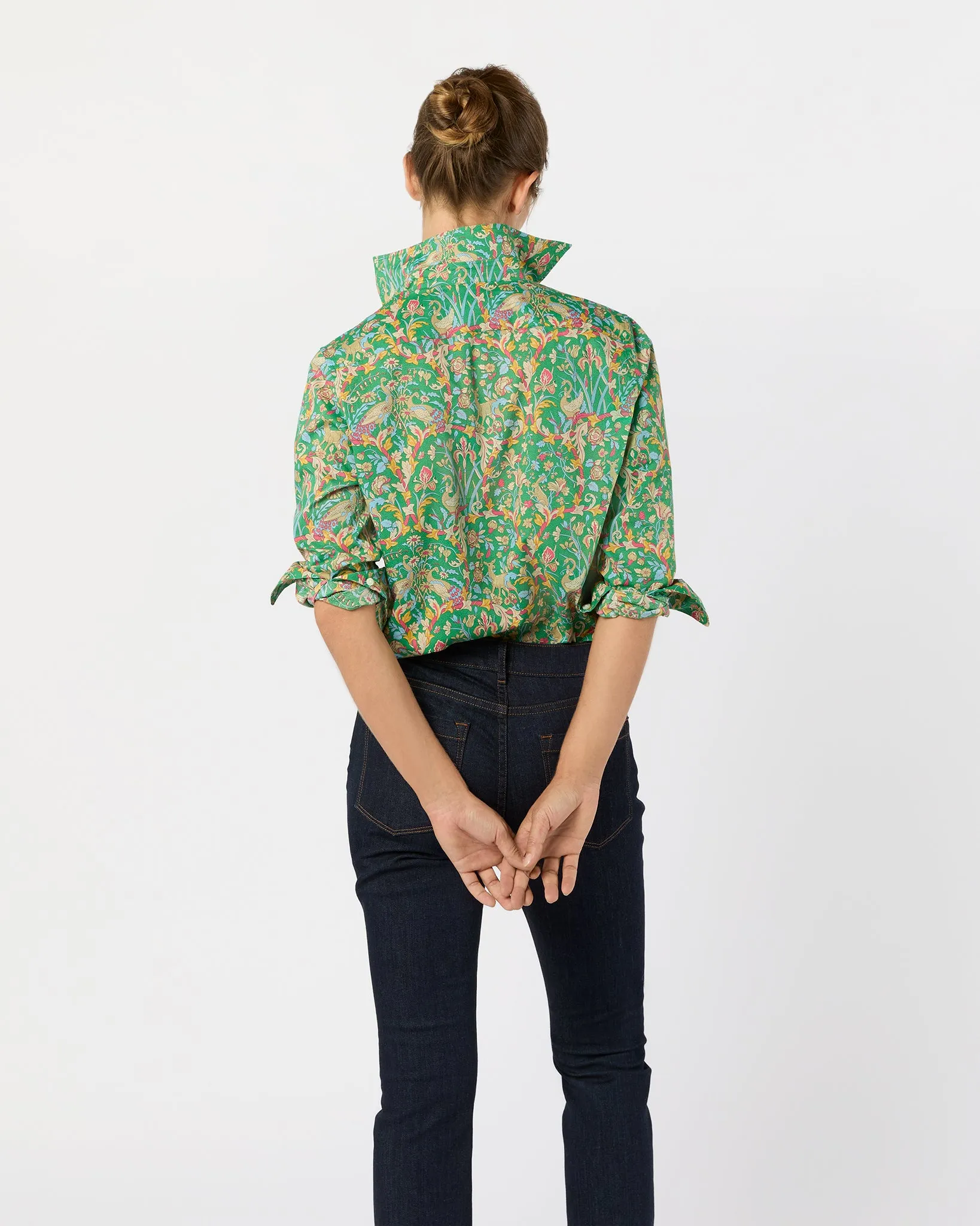 Tomboy Popover Shirt in Avocado/Multi Joan Liberty Fabric sold by Mashburn product image thumbnail 5