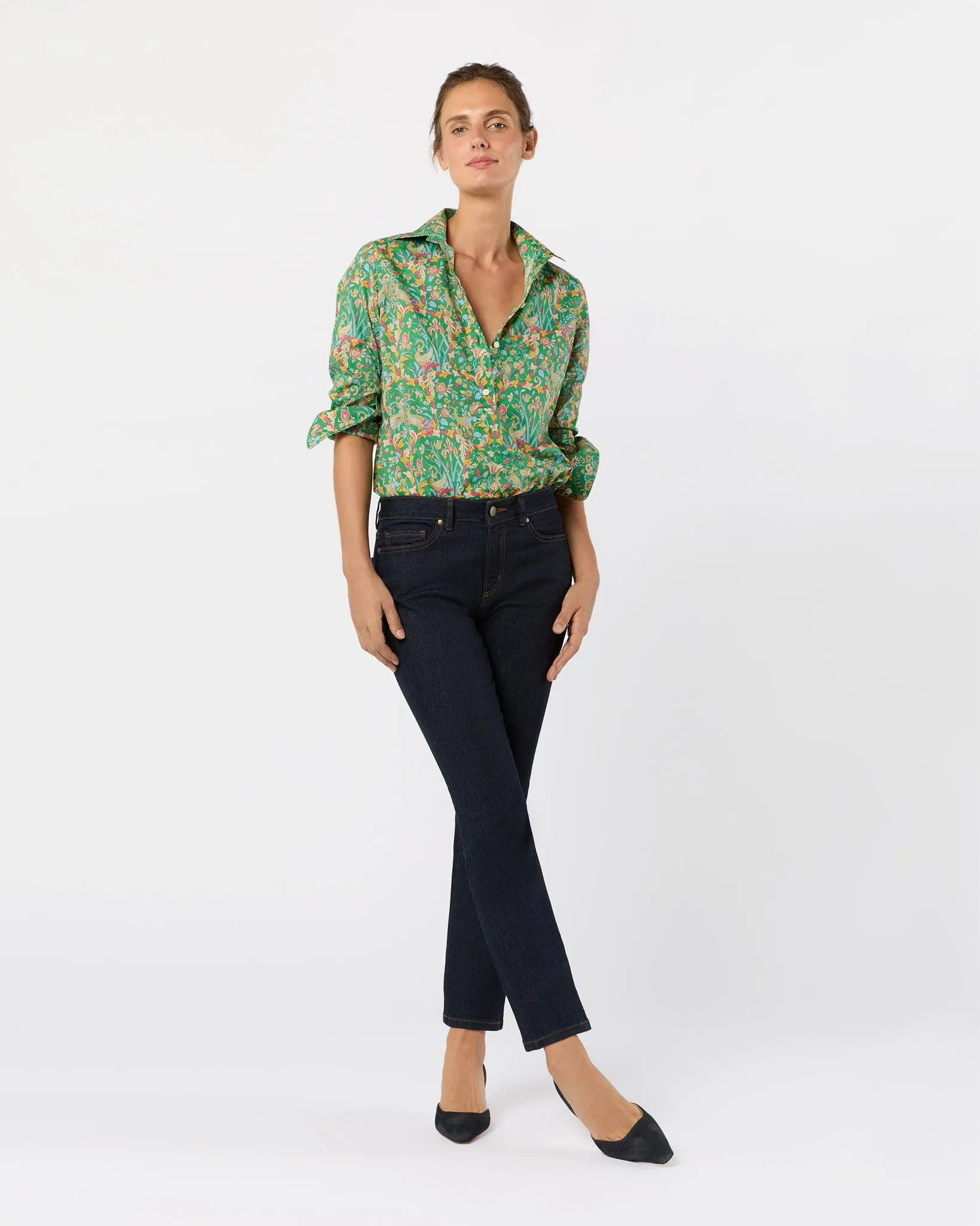 Tomboy Popover Shirt in Avocado/Multi Joan Liberty Fabric sold by Mashburn product image thumbnail 3