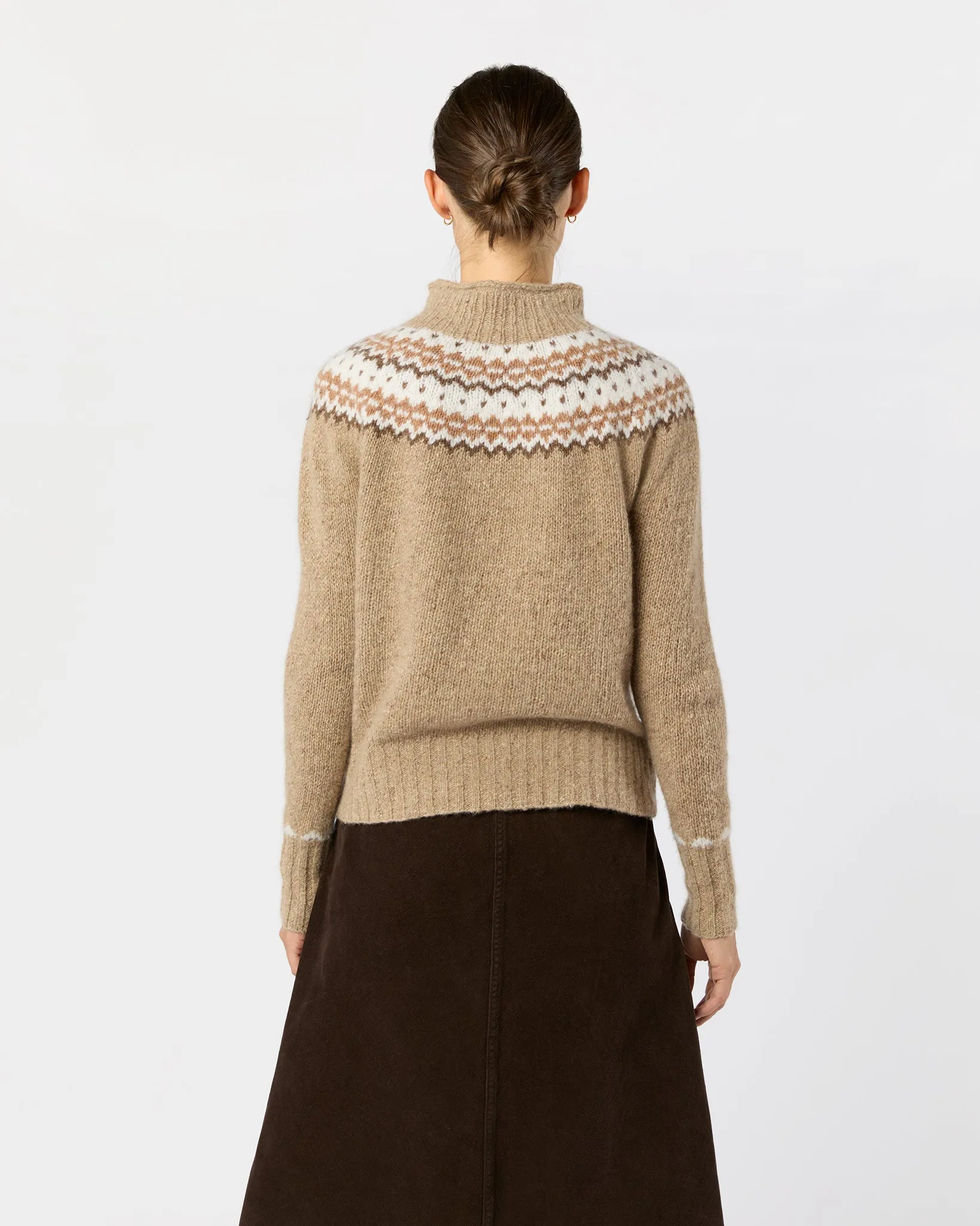 Marge Fair Isle Sweater in Camel Donegal Multi Cashmere sold by Mashburn product image thumbnail 5