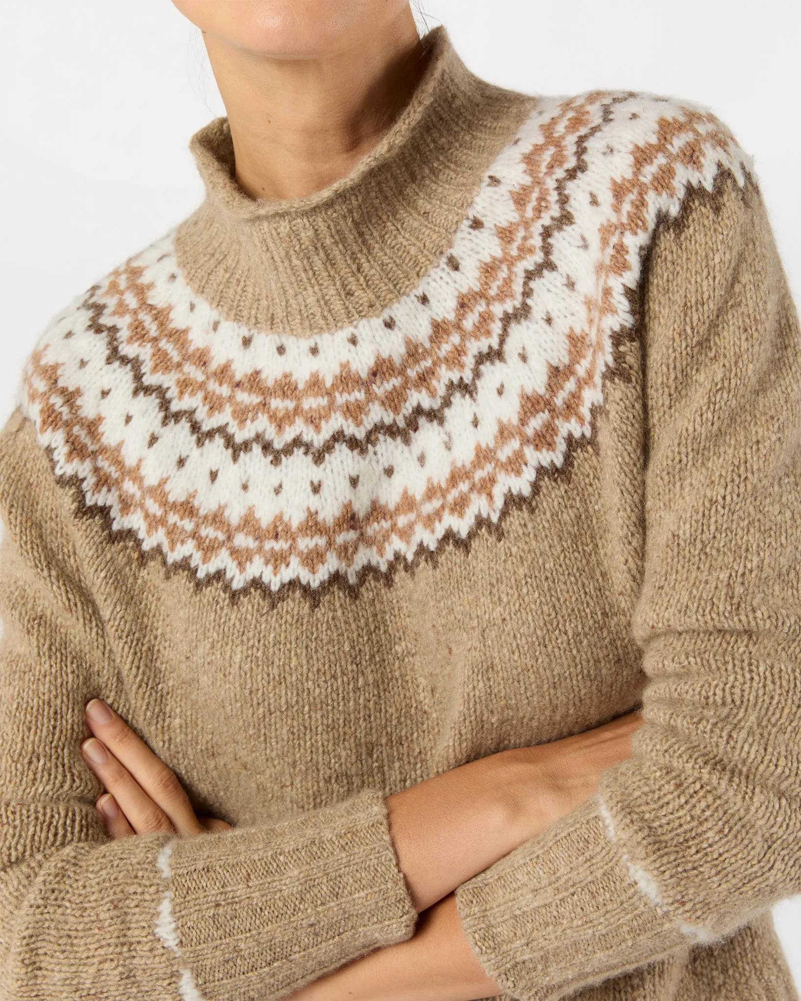 Marge Fair Isle Sweater in Camel Donegal Multi Cashmere sold by Mashburn product image thumbnail 2