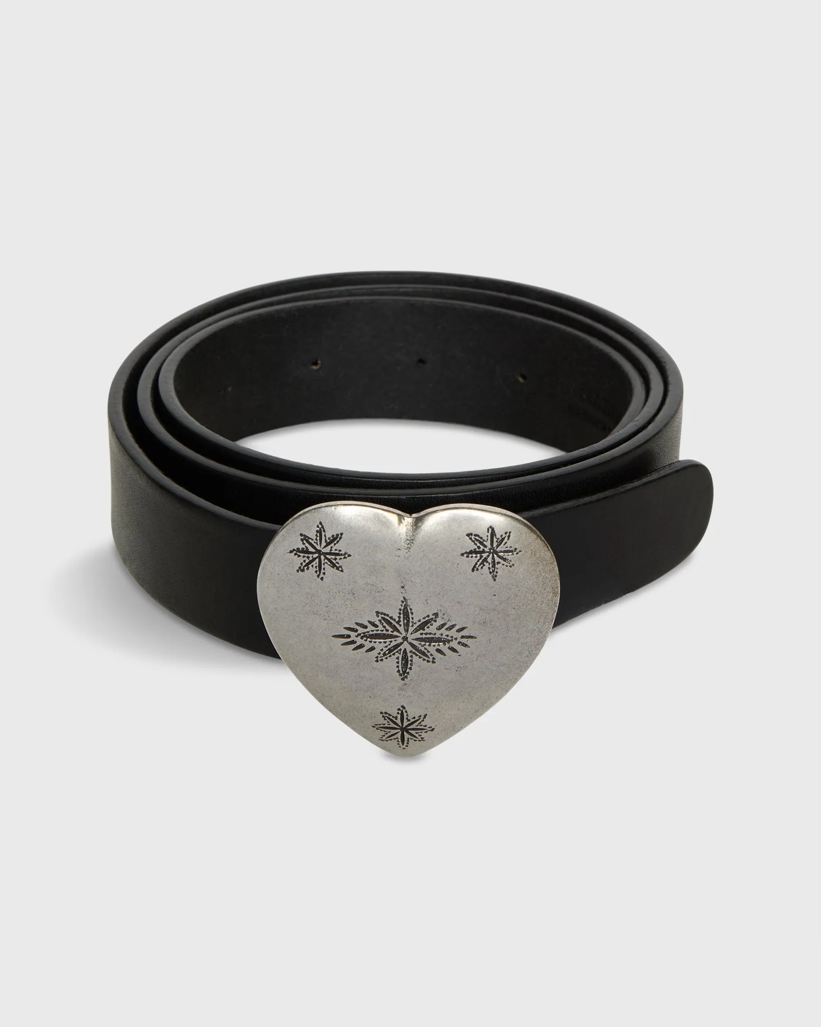 1.25" Edelweiss Heart Belt in Black Veg-Tanned Leather sold by Mashburn