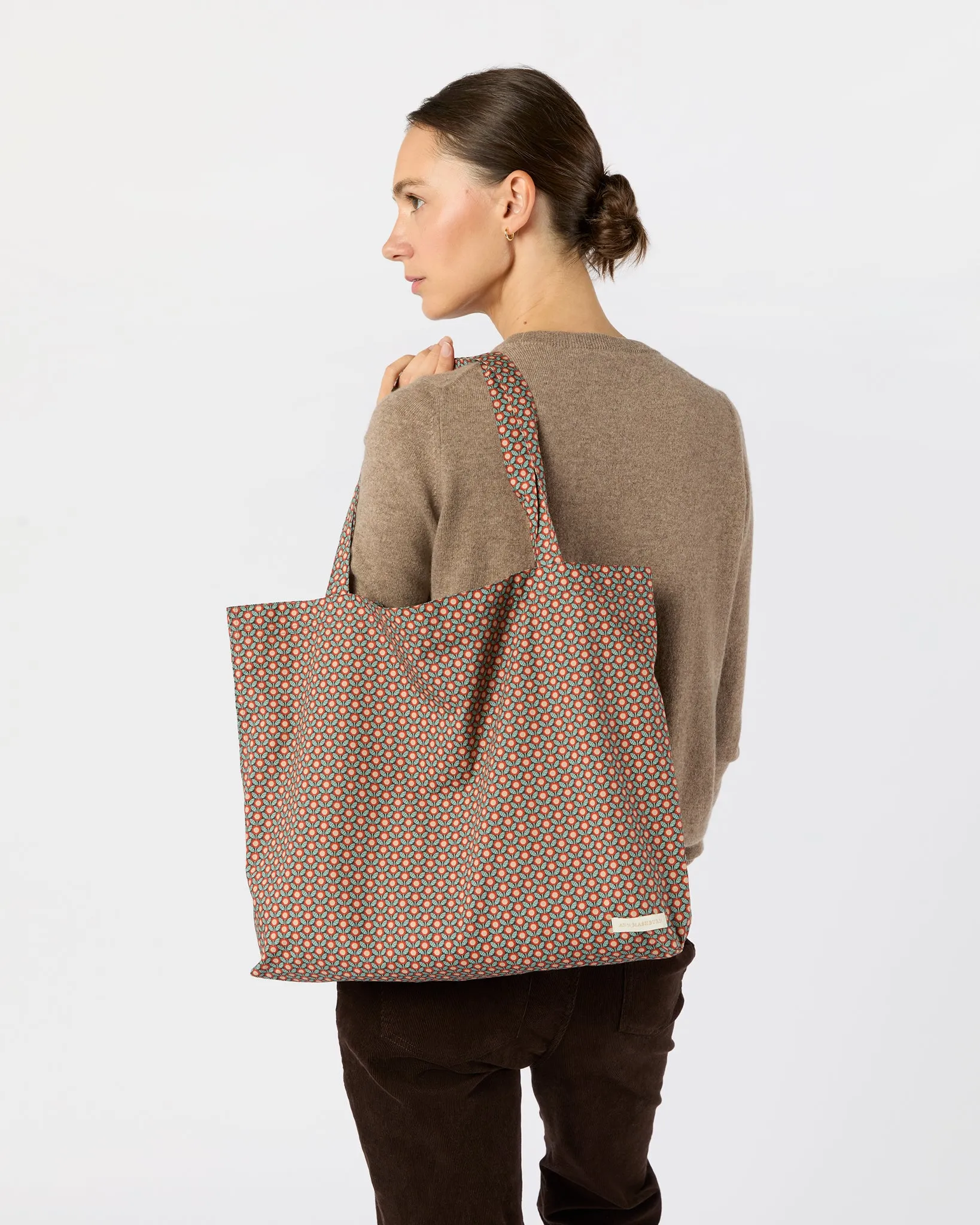 Reusable Tote Bag in Red/Sage Sunny Liberty Fabric sold by Mashburn product image thumbnail 3