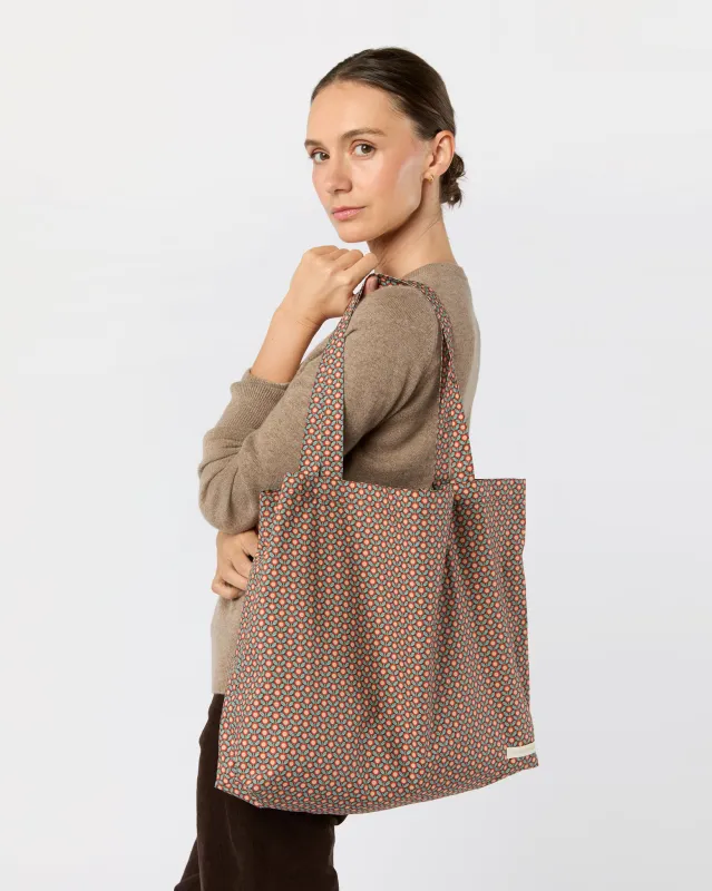 Reusable Tote Bag in Red/Sage Sunny Liberty Fabric sold by Mashburn