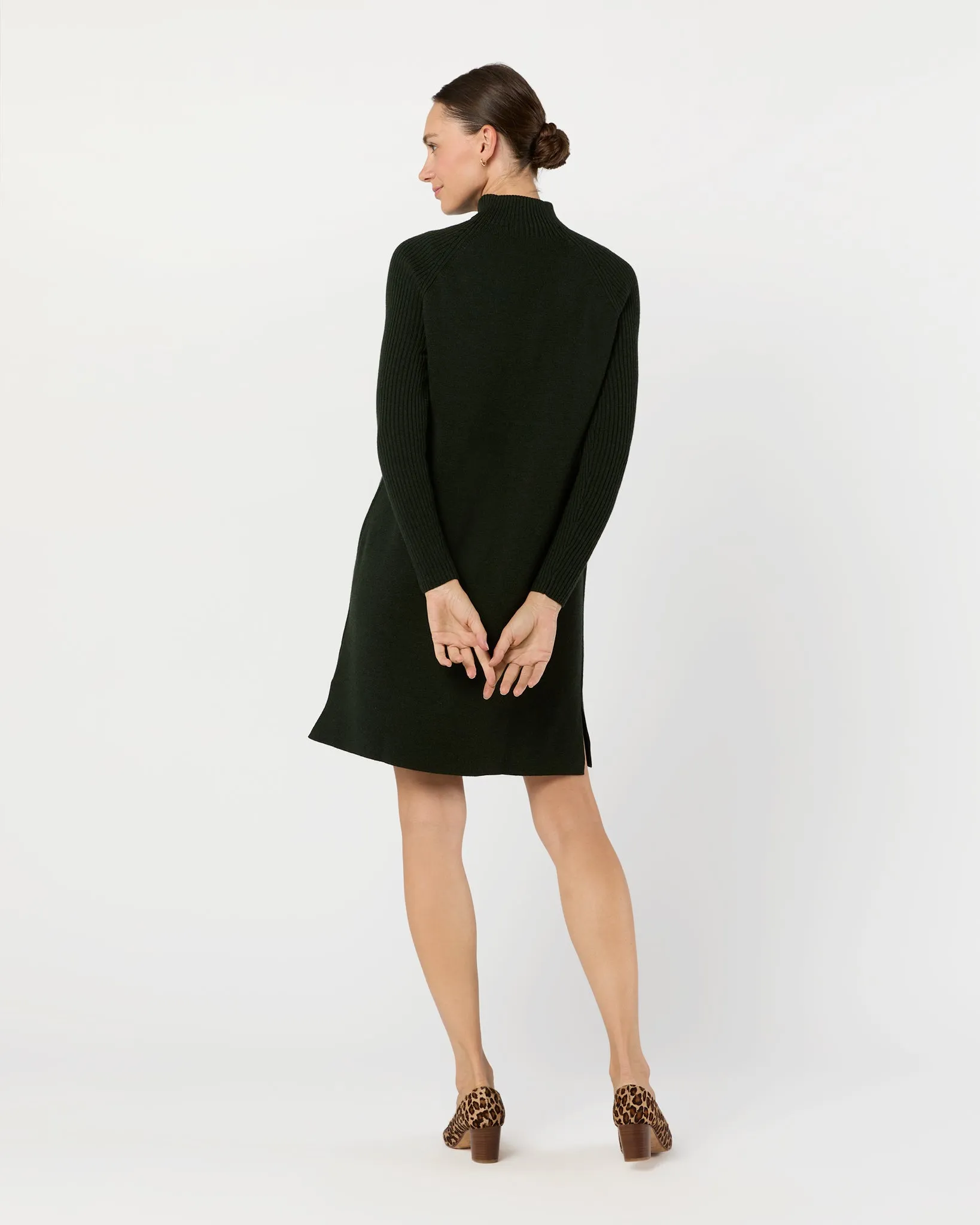 Hadley Milano-Stitch Dress in Bottle Green Extra Fine Merino Wool sold by Mashburn product image thumbnail 5