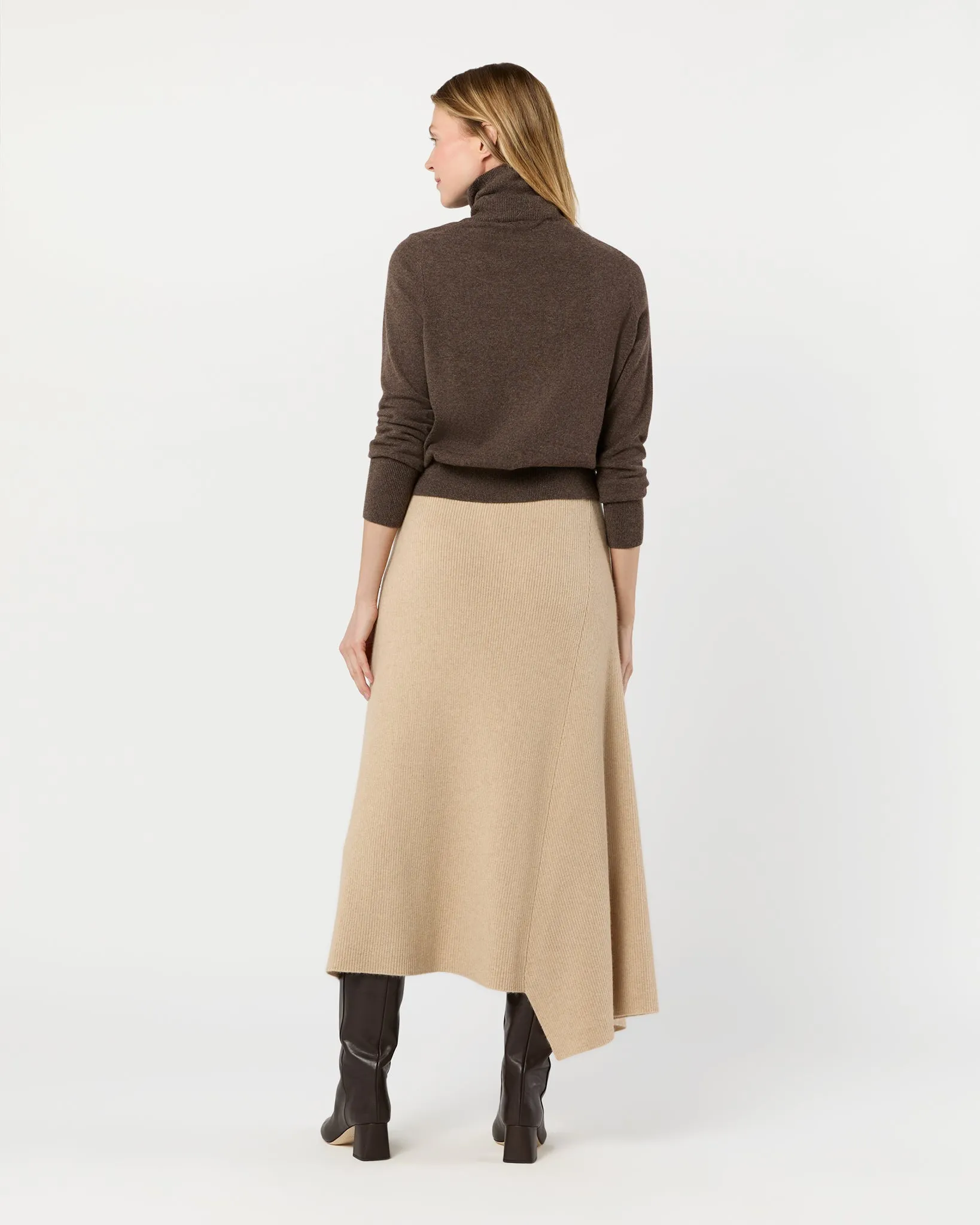 Bryce Asymmetrical Ribbed Skirt in Oatmeal Cashmere sold by Mashburn product image thumbnail 5