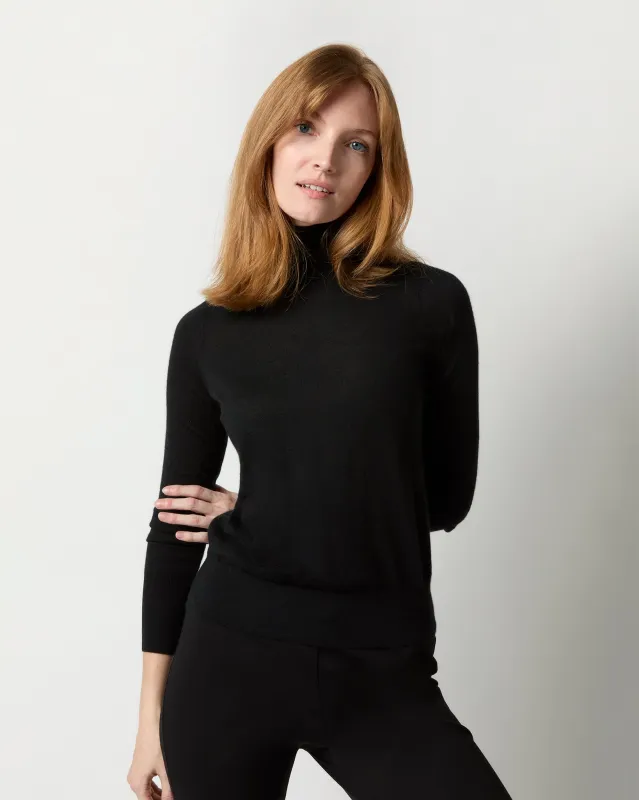 Alida Turtleneck Sweater in Black Cashmere sold by Mashburn