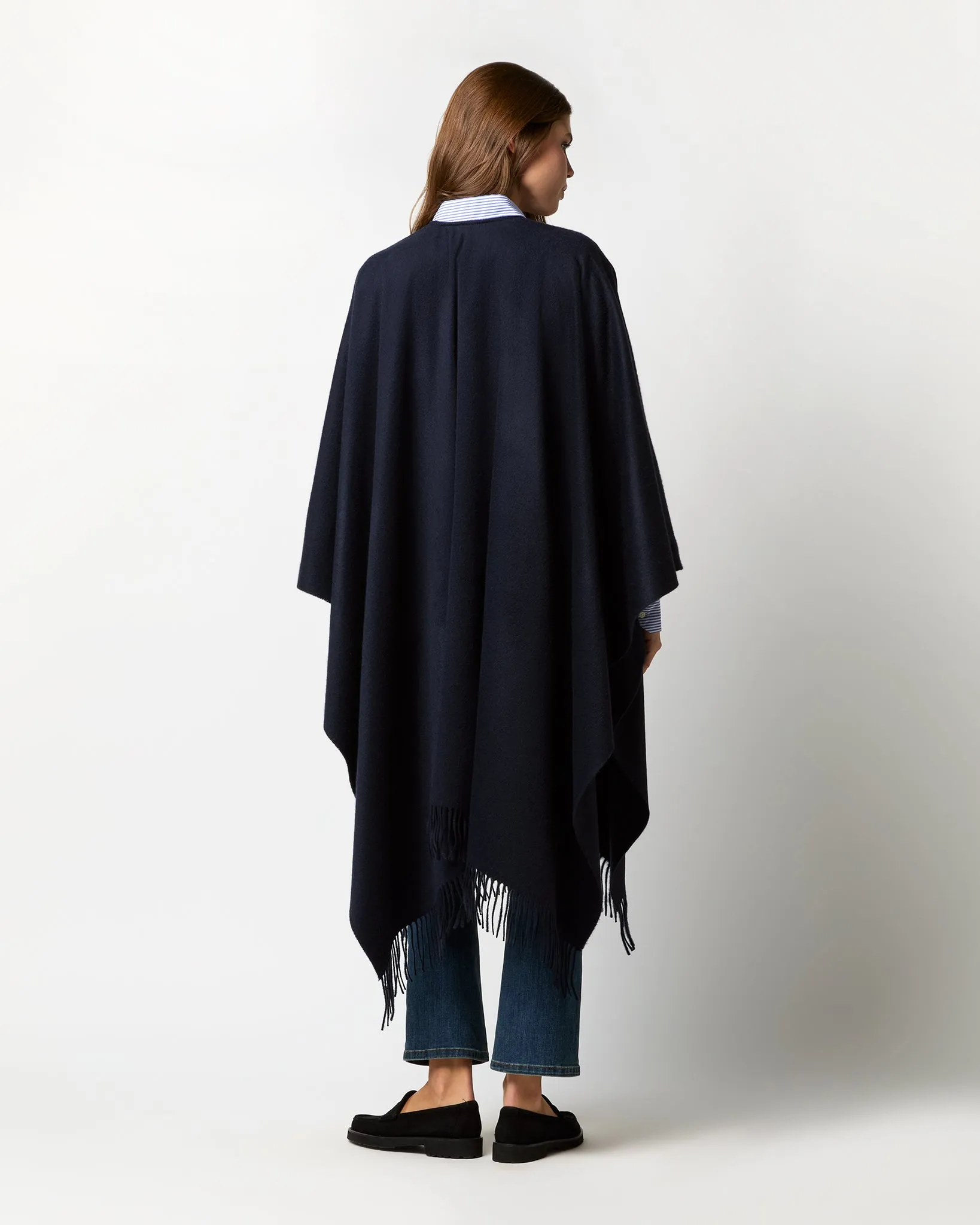 Cashmere Cape in Dark Navy sold by Mashburn product image thumbnail 4