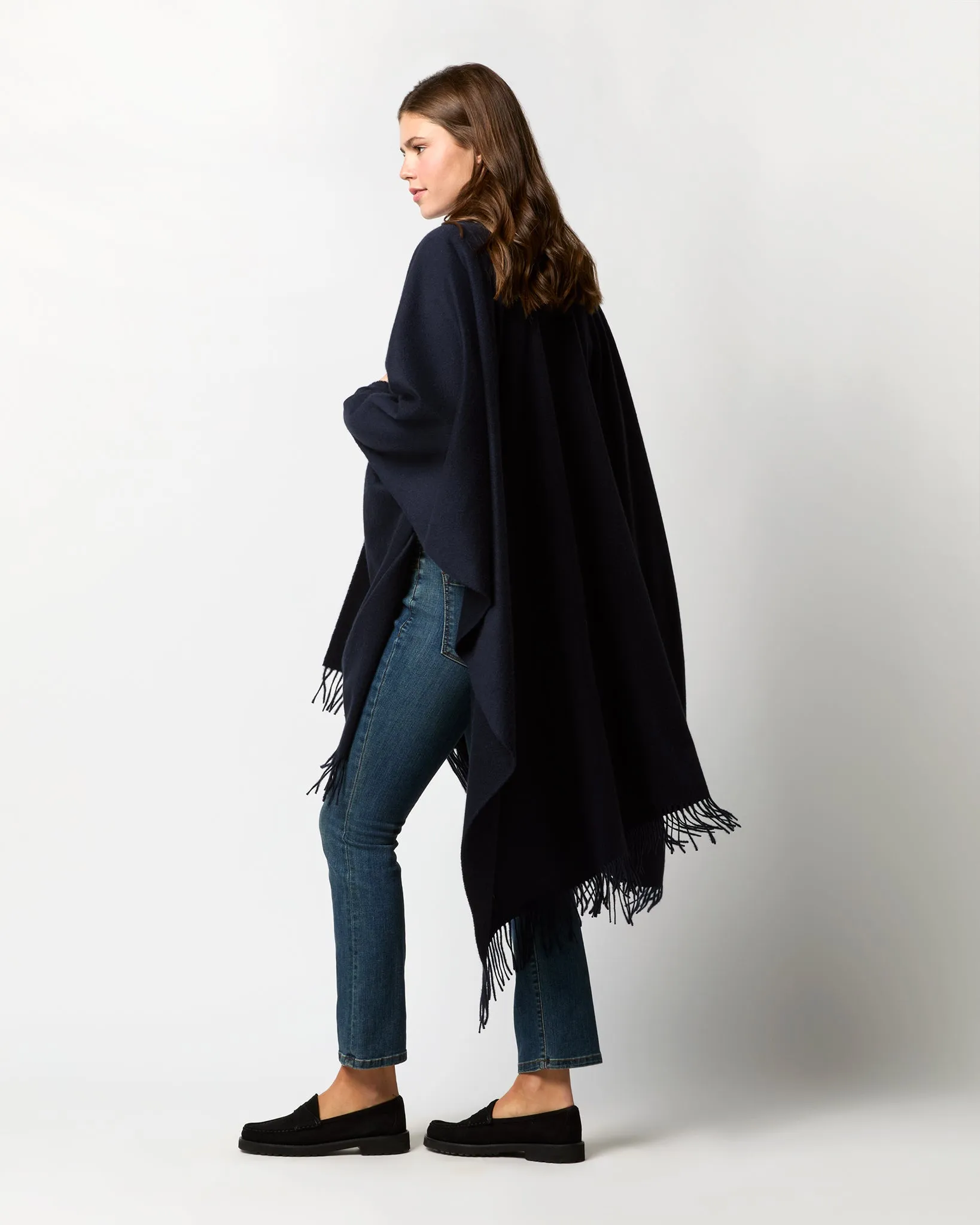 Cashmere Cape in Dark Navy sold by Mashburn product image thumbnail 3