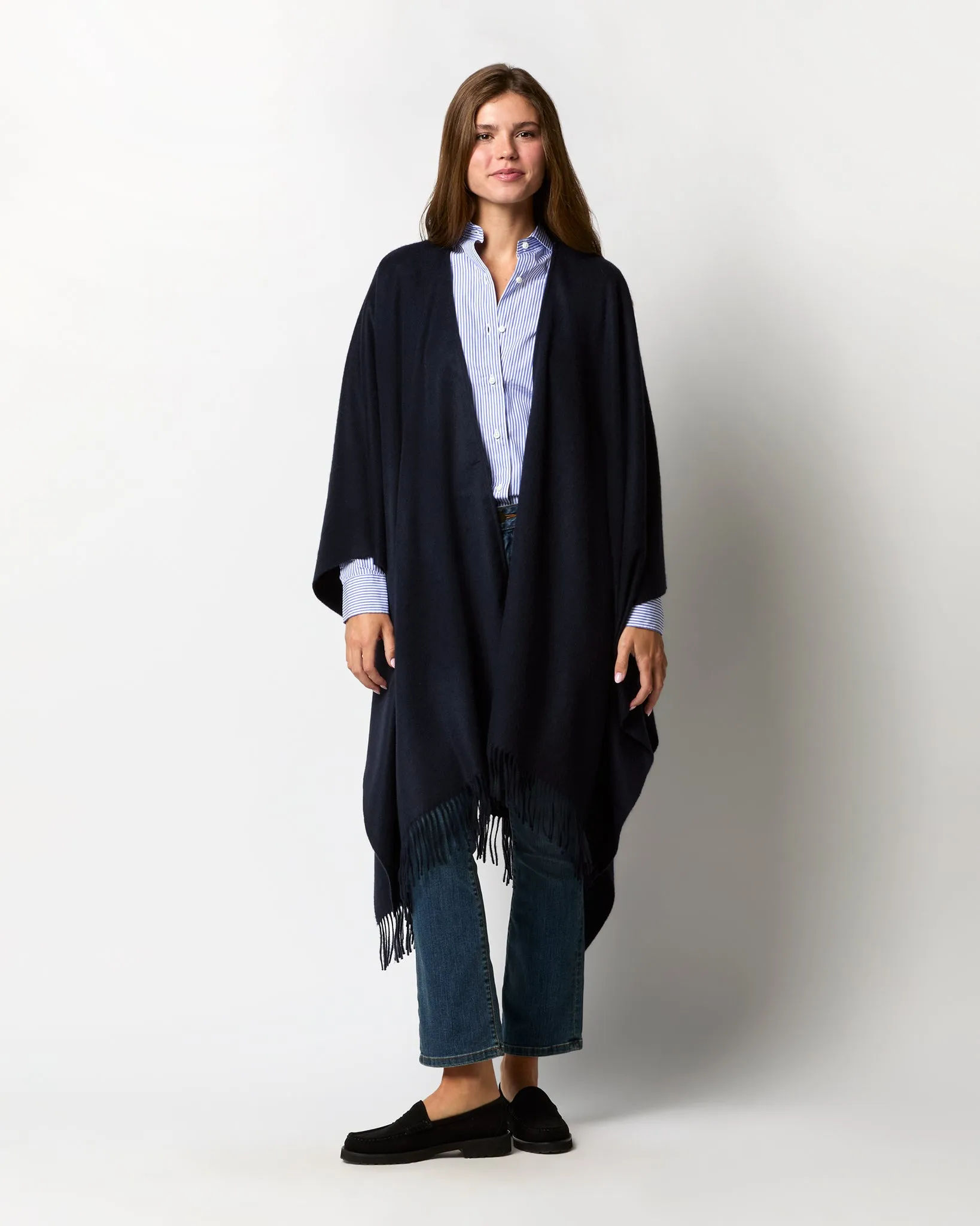 Cashmere Cape in Dark Navy sold by Mashburn product image thumbnail 2