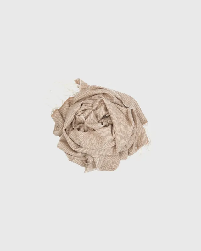 Handwoven Scarf in Camel/Ivory Brushed Cashmere Twill sold by Mashburn