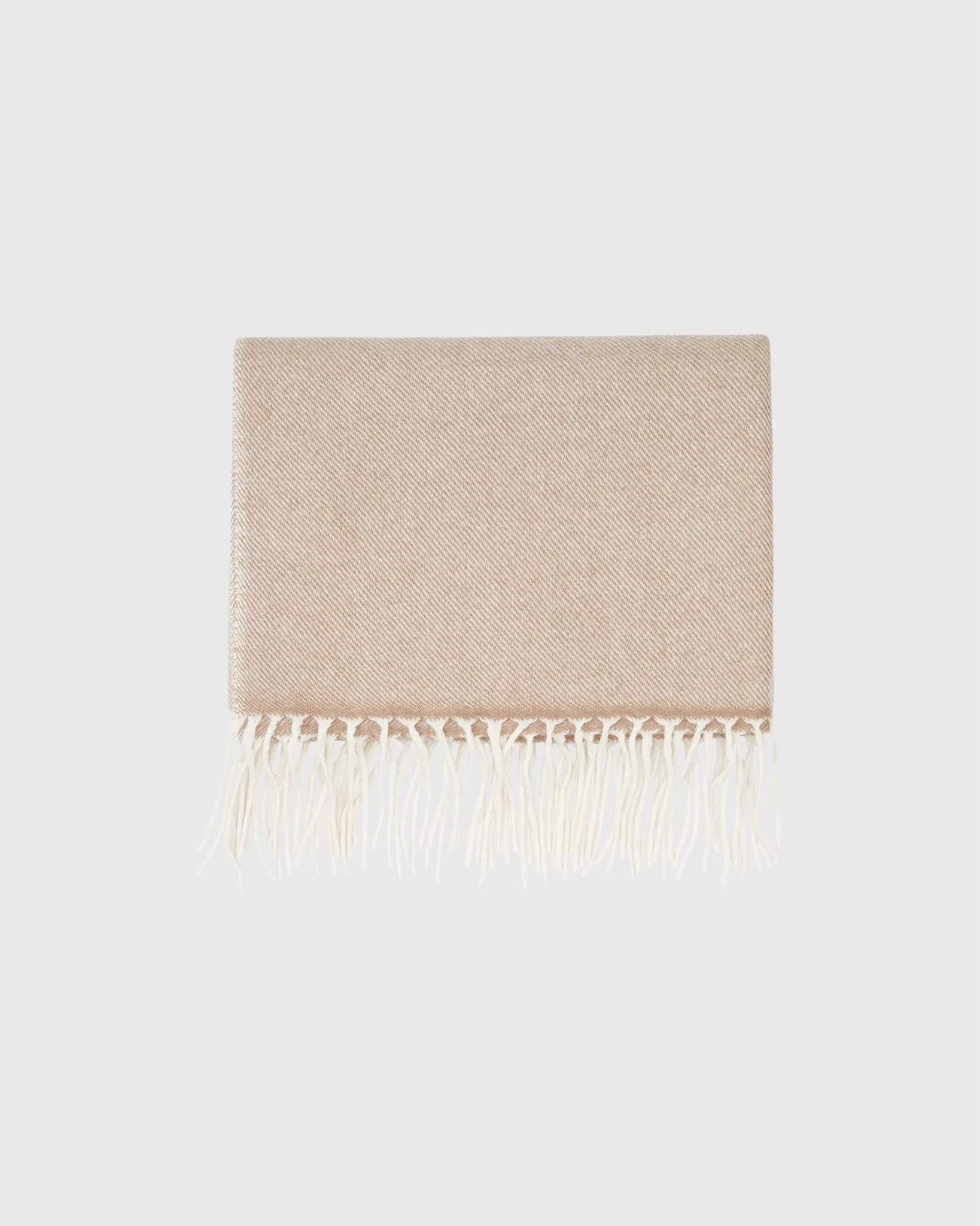Handwoven Scarf in Camel/Ivory Brushed Cashmere Twill sold by Mashburn product image thumbnail 2