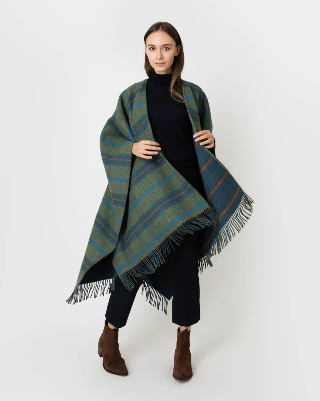 Reversible Lambswool Cape in Bright Check/Dark Check sold by Mashburn