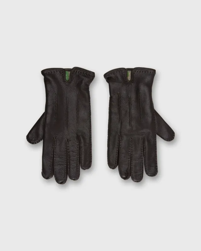 Hand-Stitched Cashmere-Lined Gloves in Dark Brown Deerskin sold by Mashburn