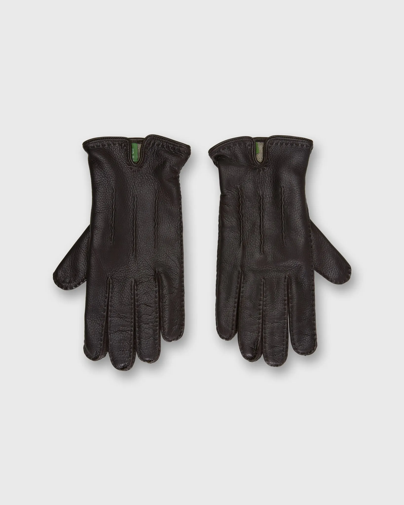 Hand-Stitched Cashmere-Lined Gloves in Dark Brown Deerskin sold by Mashburn