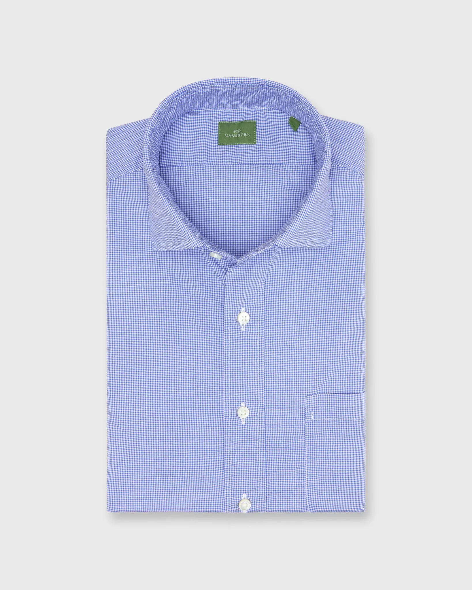 Spread Collar Sport Shirt in Ink Micro Gingham Poplin sold by Mashburn