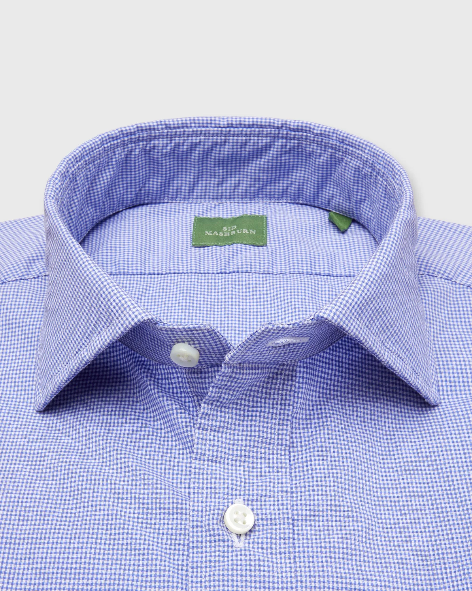 Spread Collar Sport Shirt in Ink Micro Gingham Poplin sold by Mashburn product image thumbnail 2