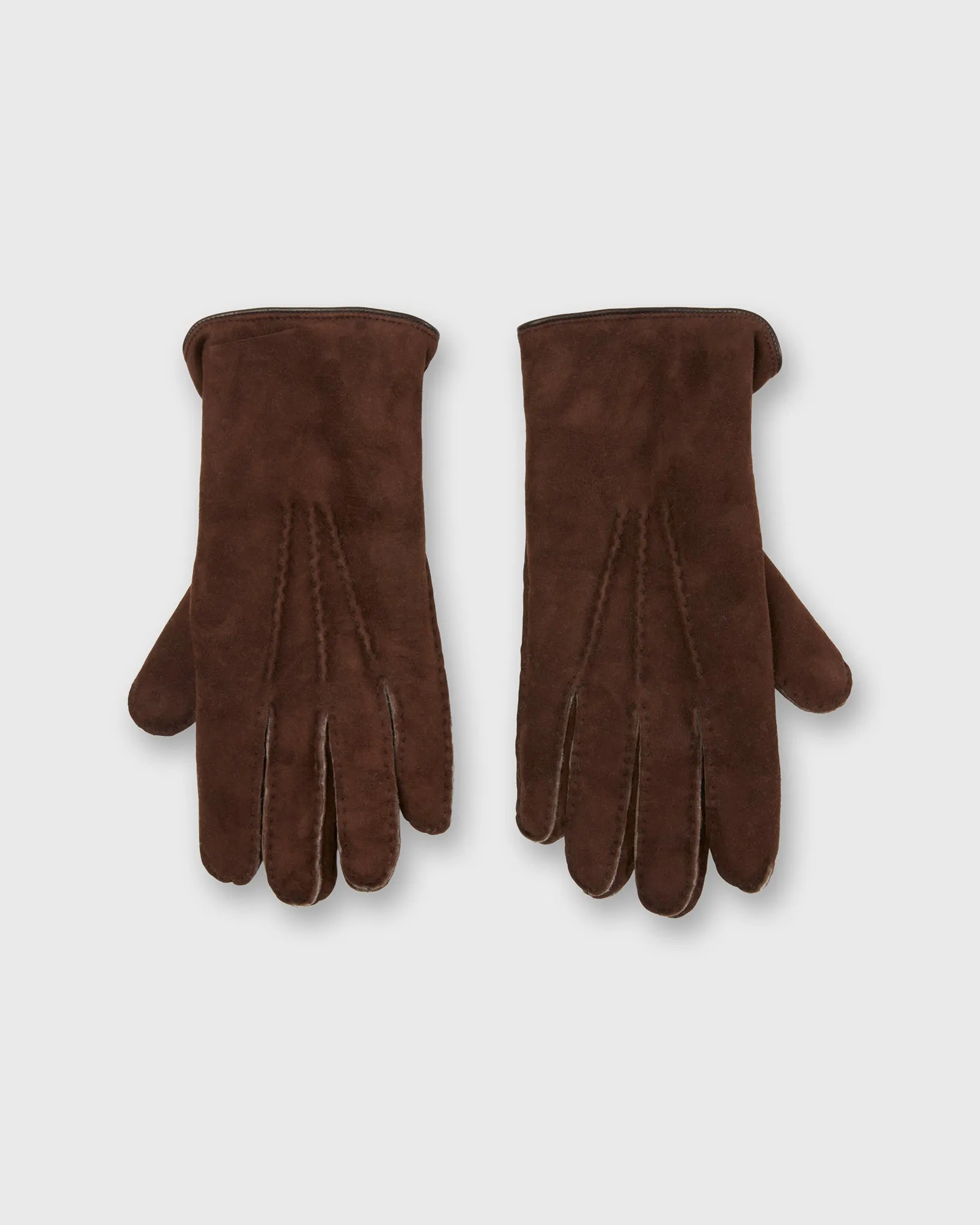 Handmade Sherpa-Lined Gloves in Chocolate Suede sold by Mashburn