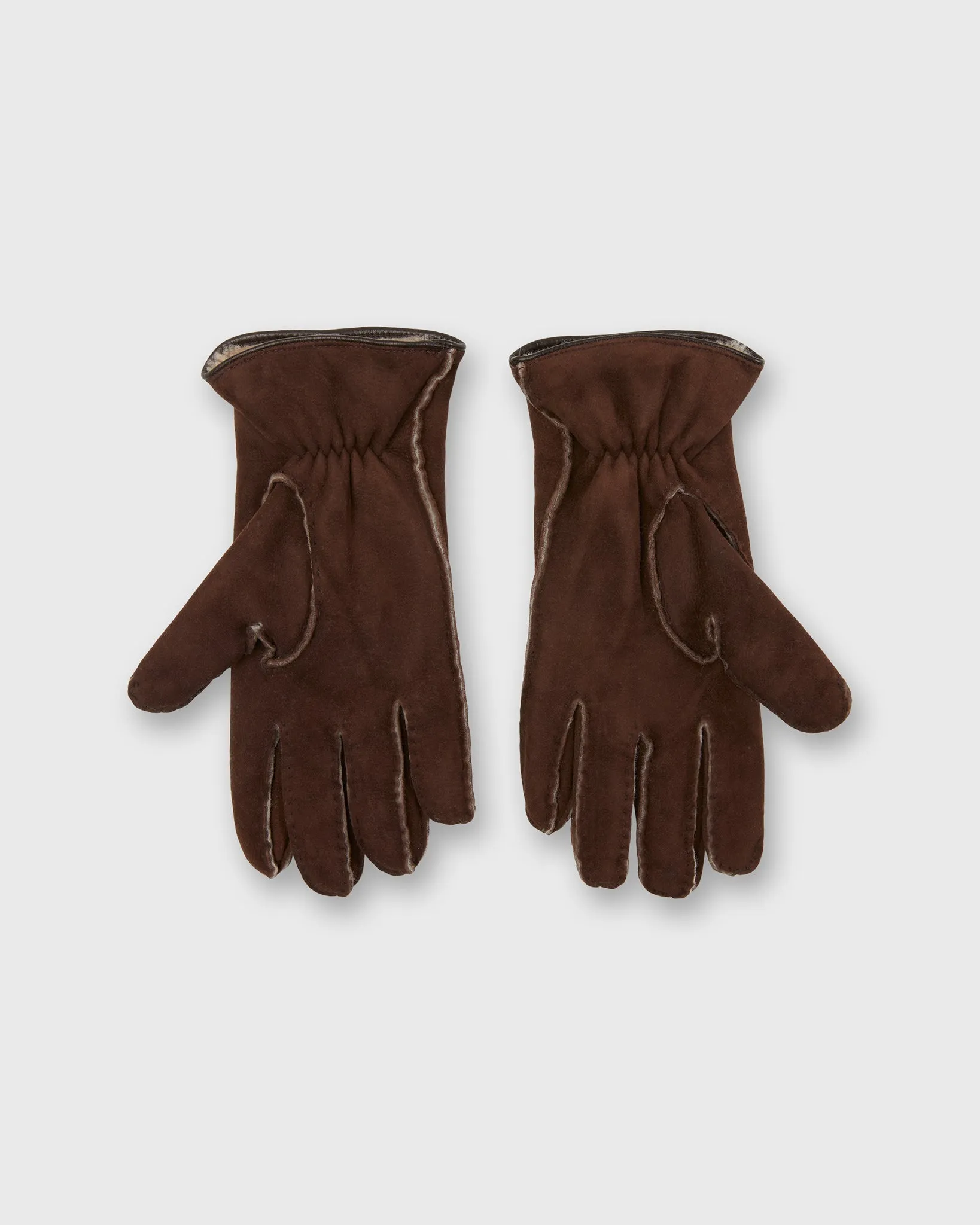 Handmade Sherpa-Lined Gloves in Chocolate Suede sold by Mashburn product image thumbnail 2