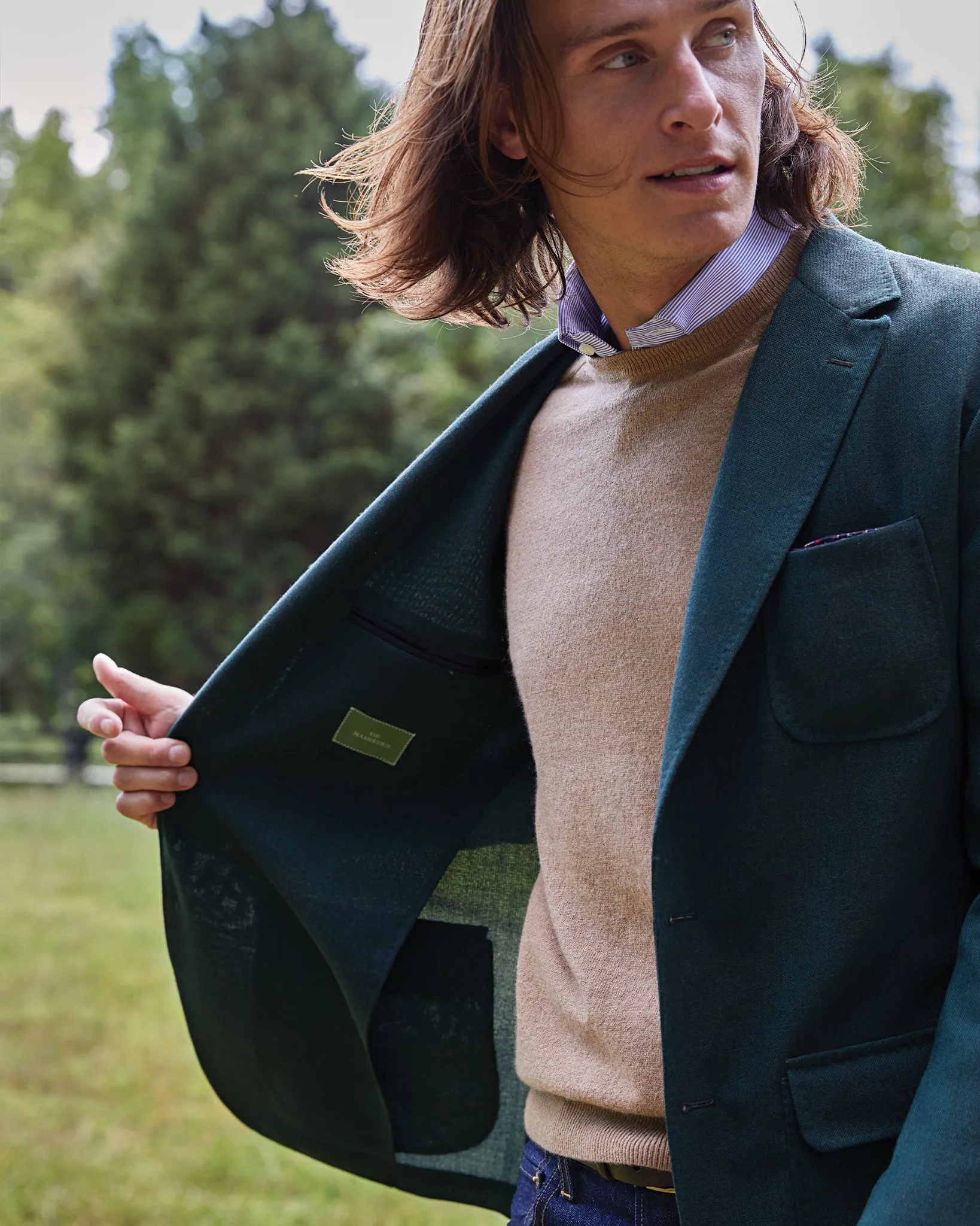 Ghost Blazer in Forest Wool Hopsack sold by Mashburn product image thumbnail 4