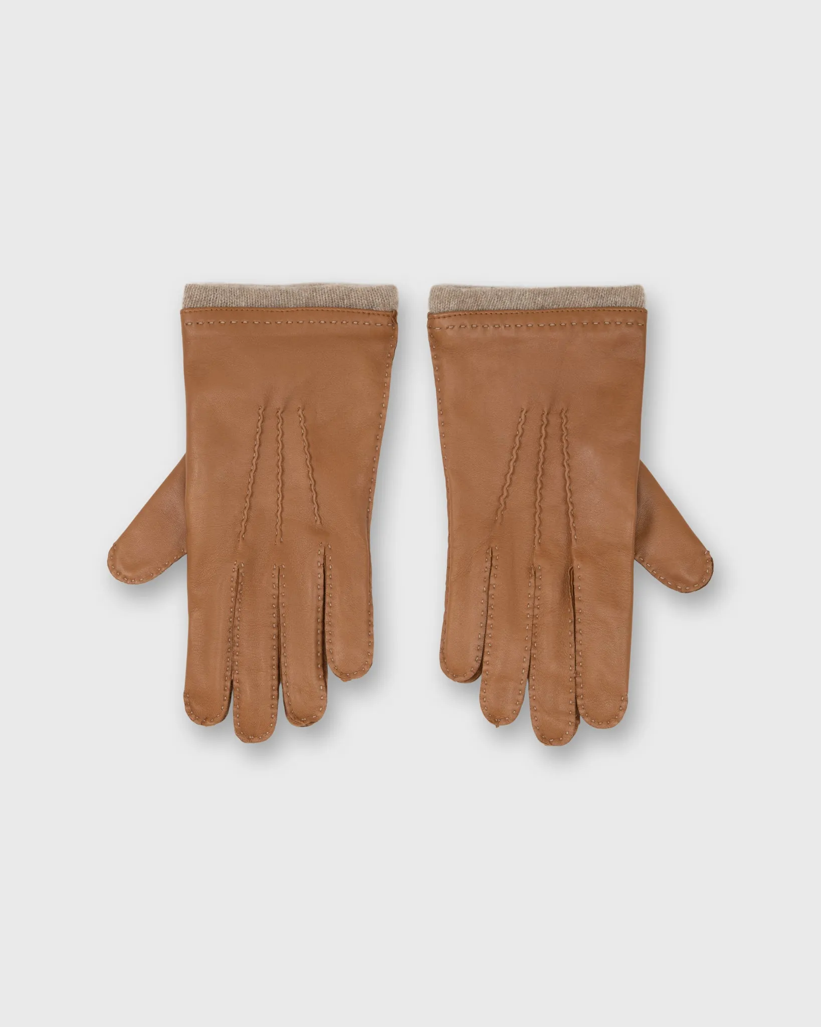 Hand-Stitched Cashmere-Lined Gloves in Camel Nappa Leather sold by Mashburn