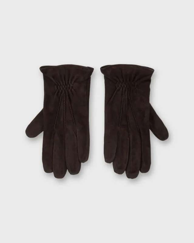 Cashmere-Lined Gloves in Dark Brown Suede sold by Mashburn