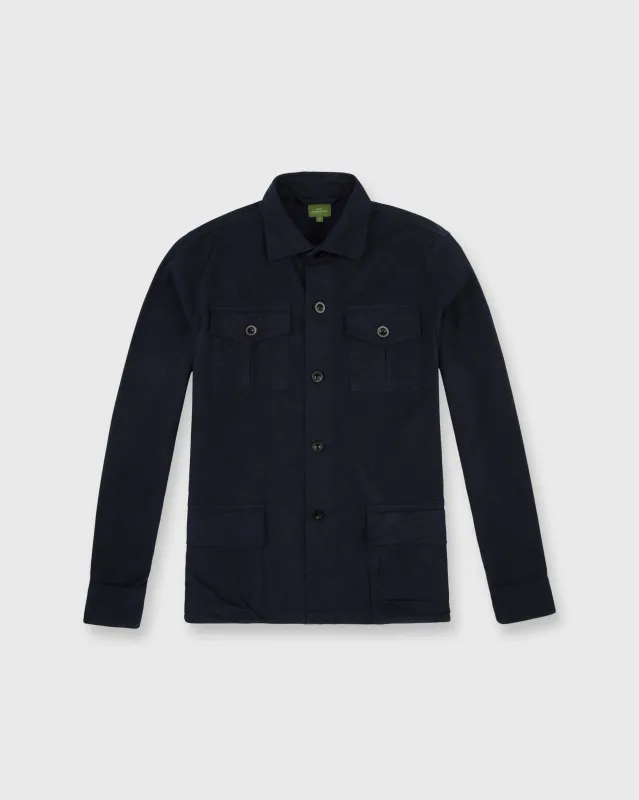 Military Jacket in Navy Flannel sold by Mashburn