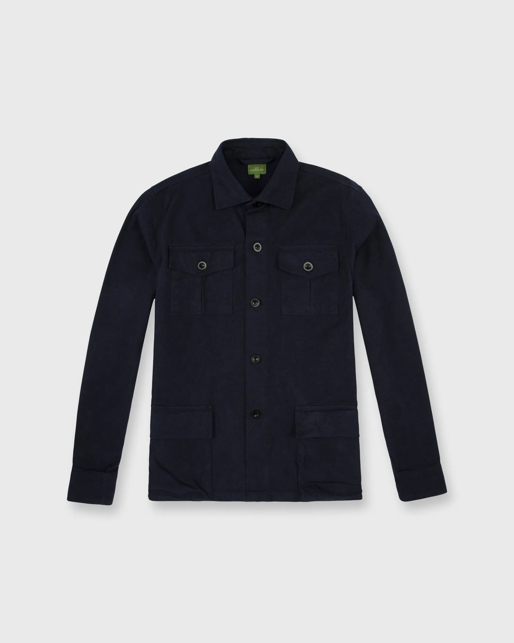 Military Jacket in Navy Flannel sold by Mashburn