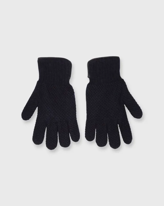 Cashmere-Lined Waffle Knit Gloves in Navy Merino sold by Mashburn