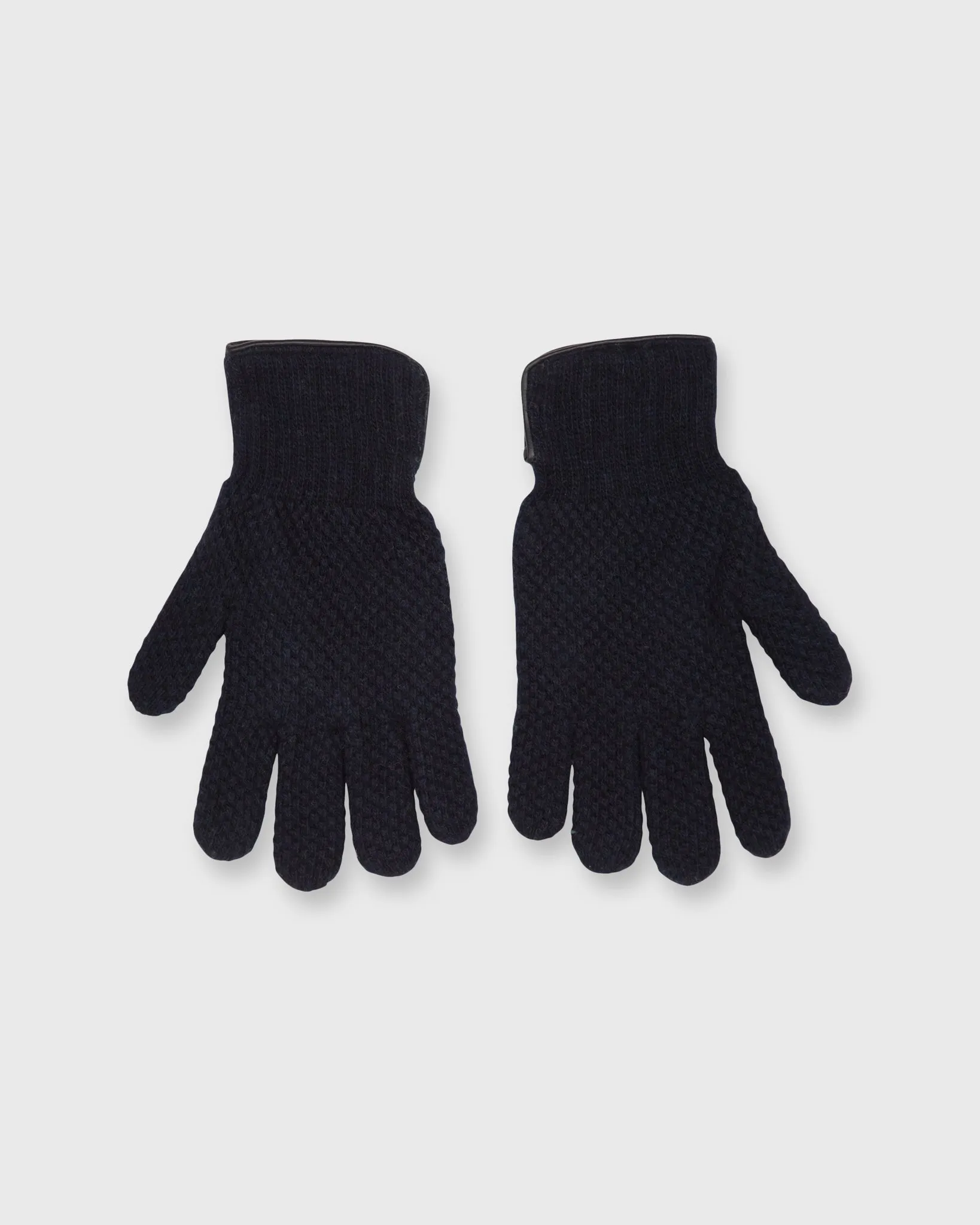 Cashmere-Lined Waffle Knit Gloves in Navy Merino sold by Mashburn