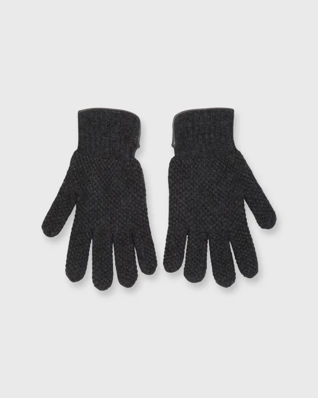 Cashmere-Lined Waffle Knit Gloves in Heather Charcoal Merino sold by Mashburn