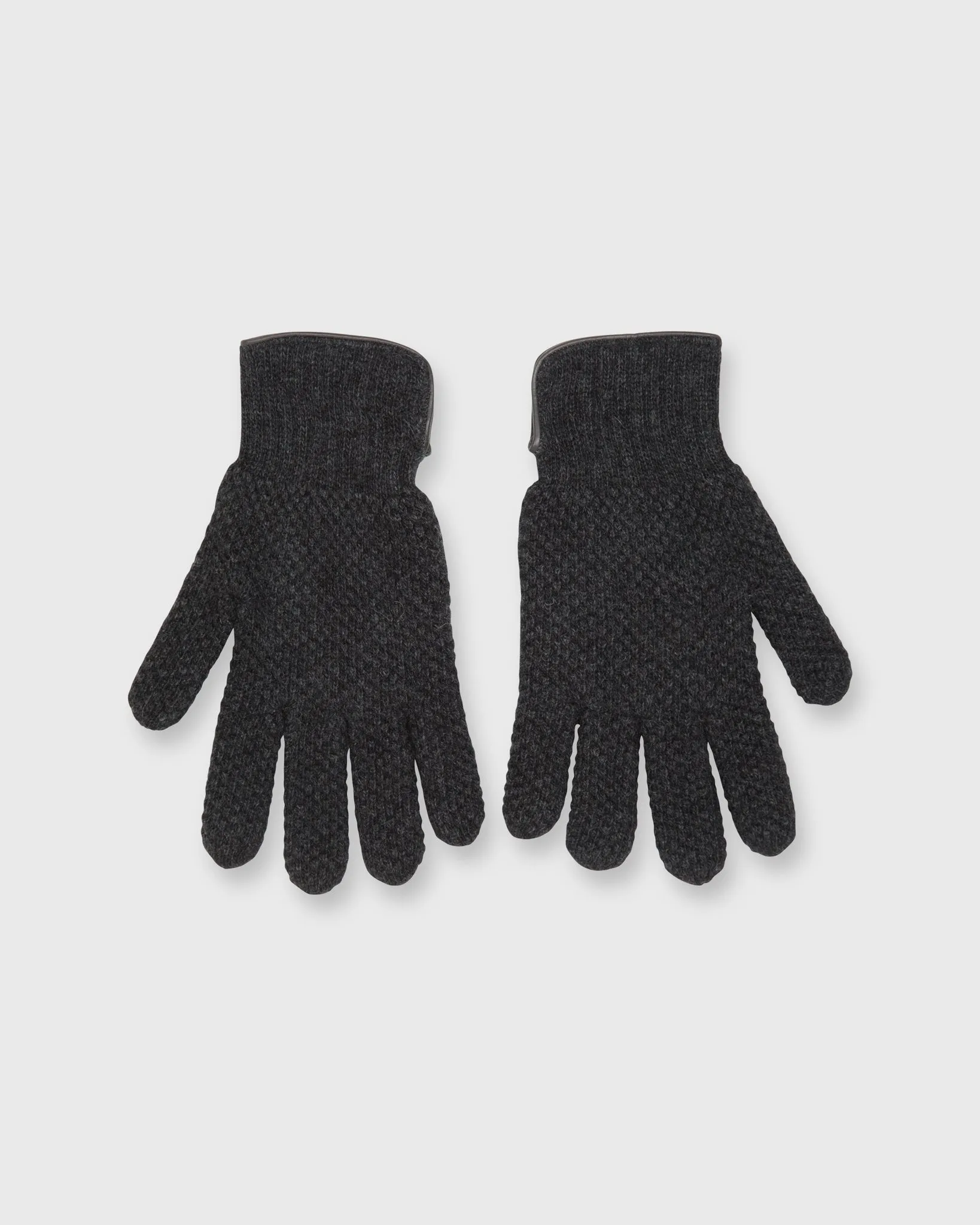 Cashmere-Lined Waffle Knit Gloves in Heather Charcoal Merino sold by Mashburn