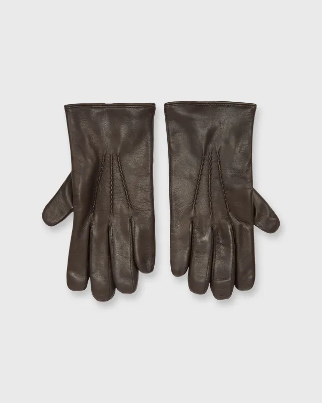 Cashmere-Lined Gloves in Dark Brown Nappa Leather sold by Mashburn